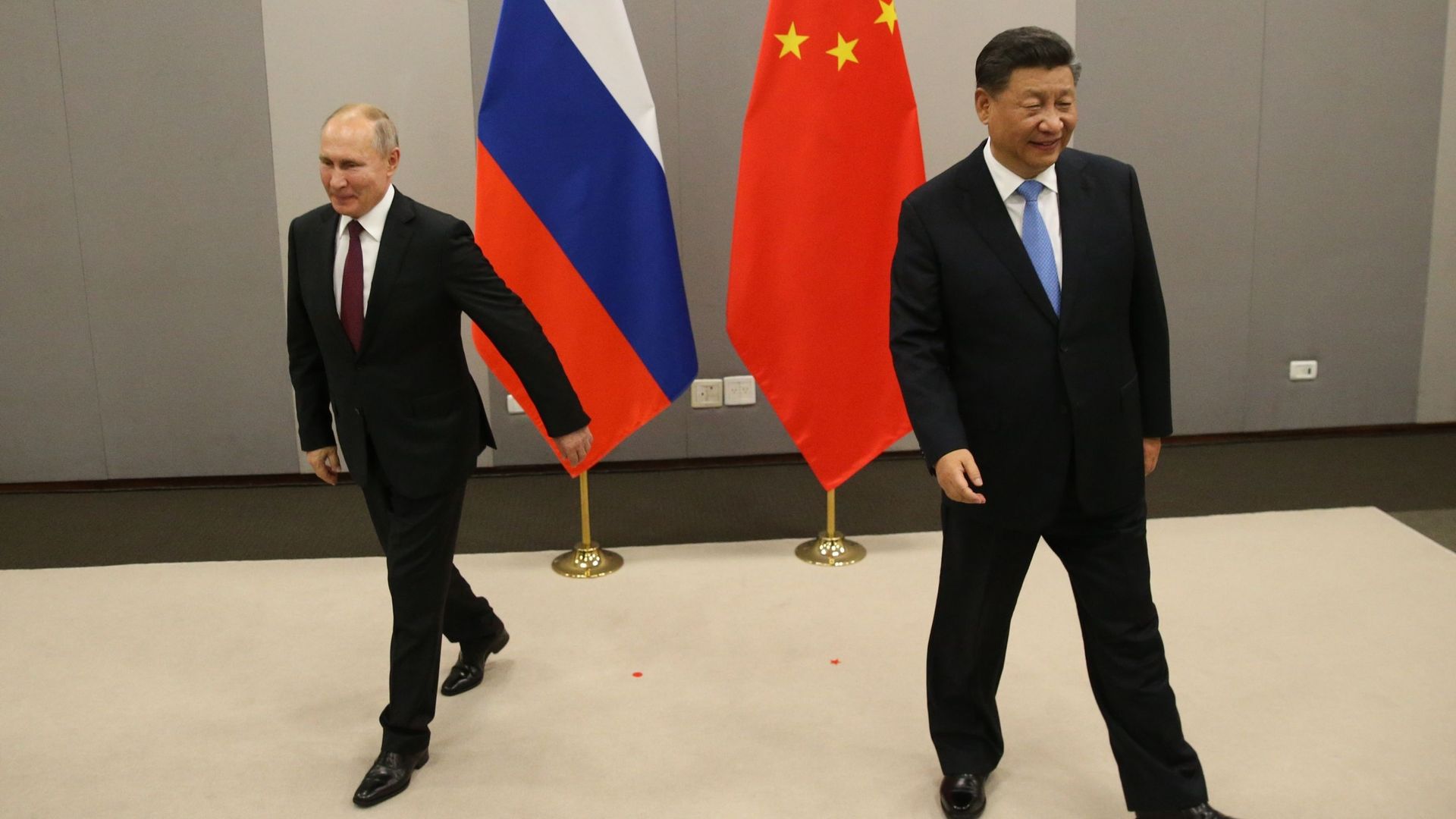Le président russe Vladimir Poutine et le président chinois Xi Jinping lors de leur réunion bilatérale le 13 novembre 2019 à Brasilia, au Brésil.