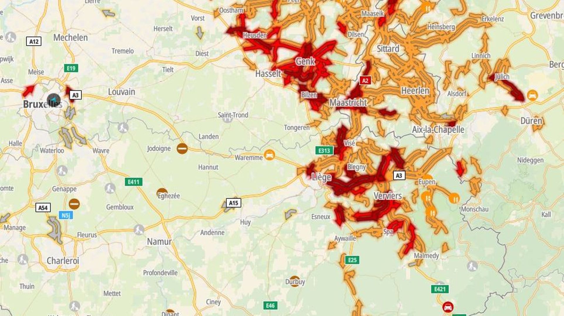 Le trafic est très ralenti en Province de Liège et sur les régions au Nord du pays.