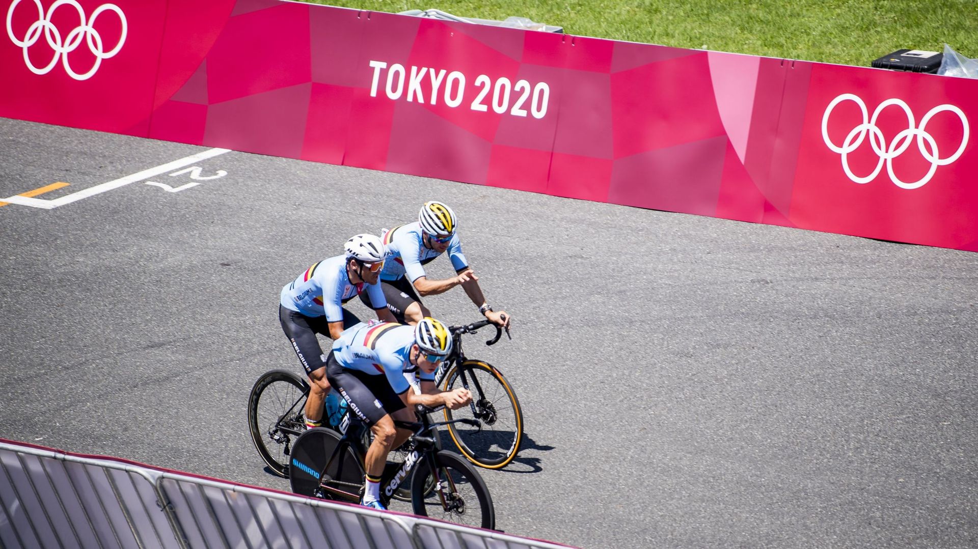 L'équipe cycliste belge en préparation à Tokyo.