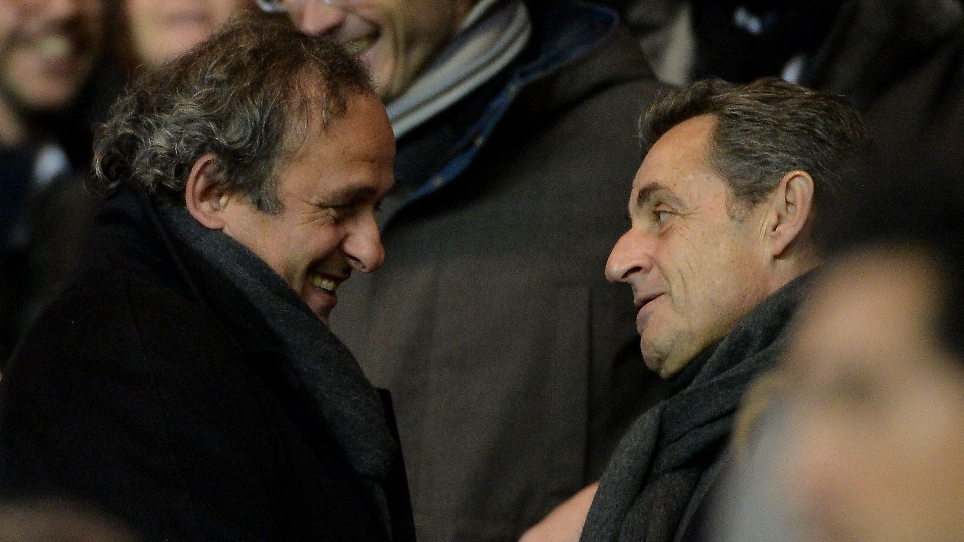 Michel Platini et Nicolas Sarkozy en tribune au PSG