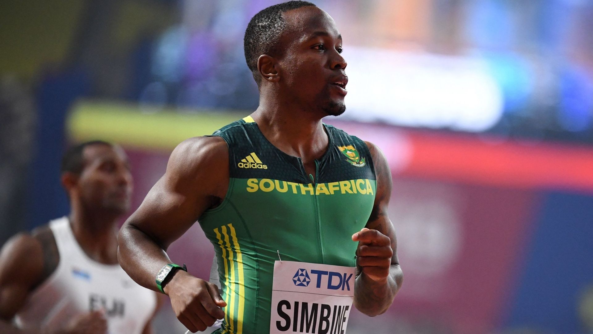 Le sprinteur Akani Simbine aux championnats du monde d’athlétisme de Doha en 2019.
