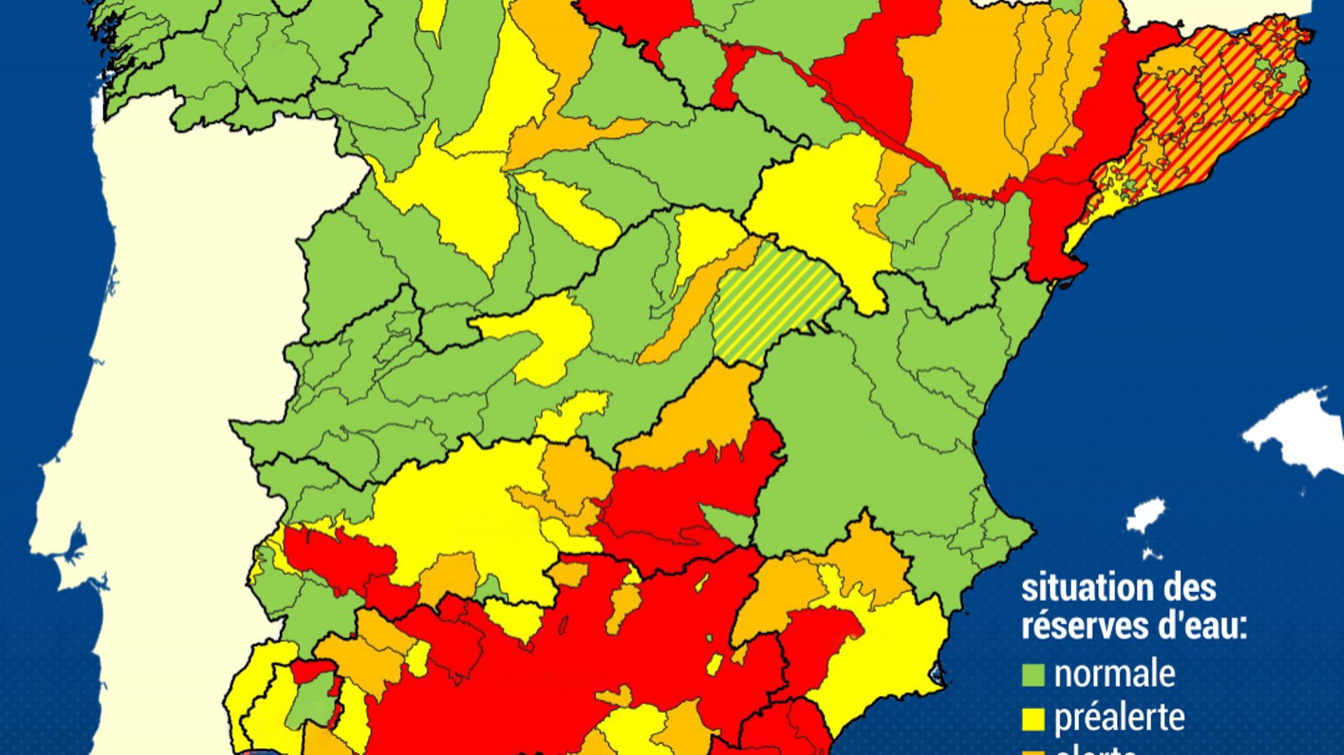 L’Espagne connaît une sécheresse sans précédent. Plus de la moitié des cours d’eau du pays connaissent une situation de stress hydrique préoccupante.