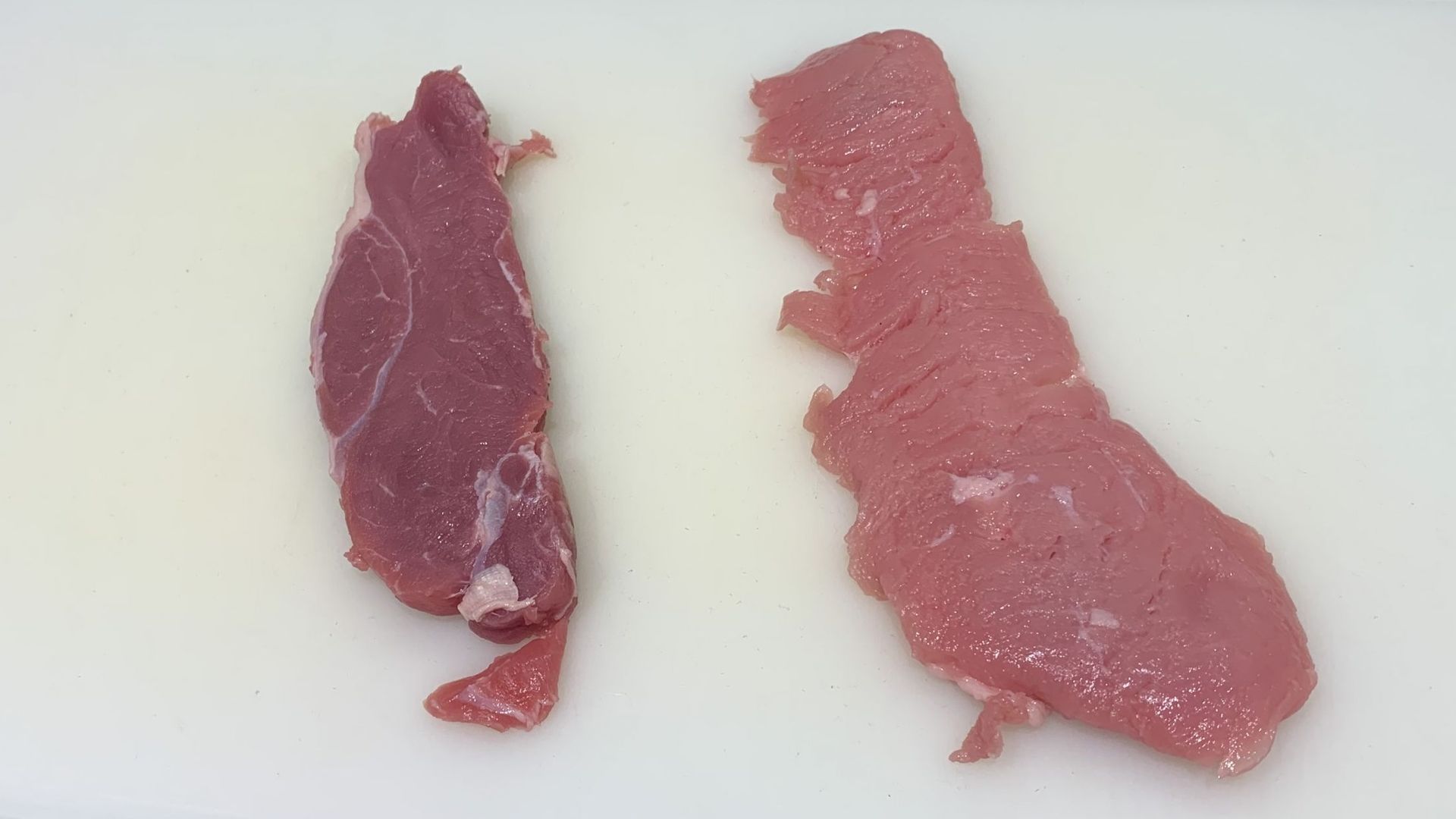 La différence de couleur entre le veau blanc-rosé et le rouge est criante !