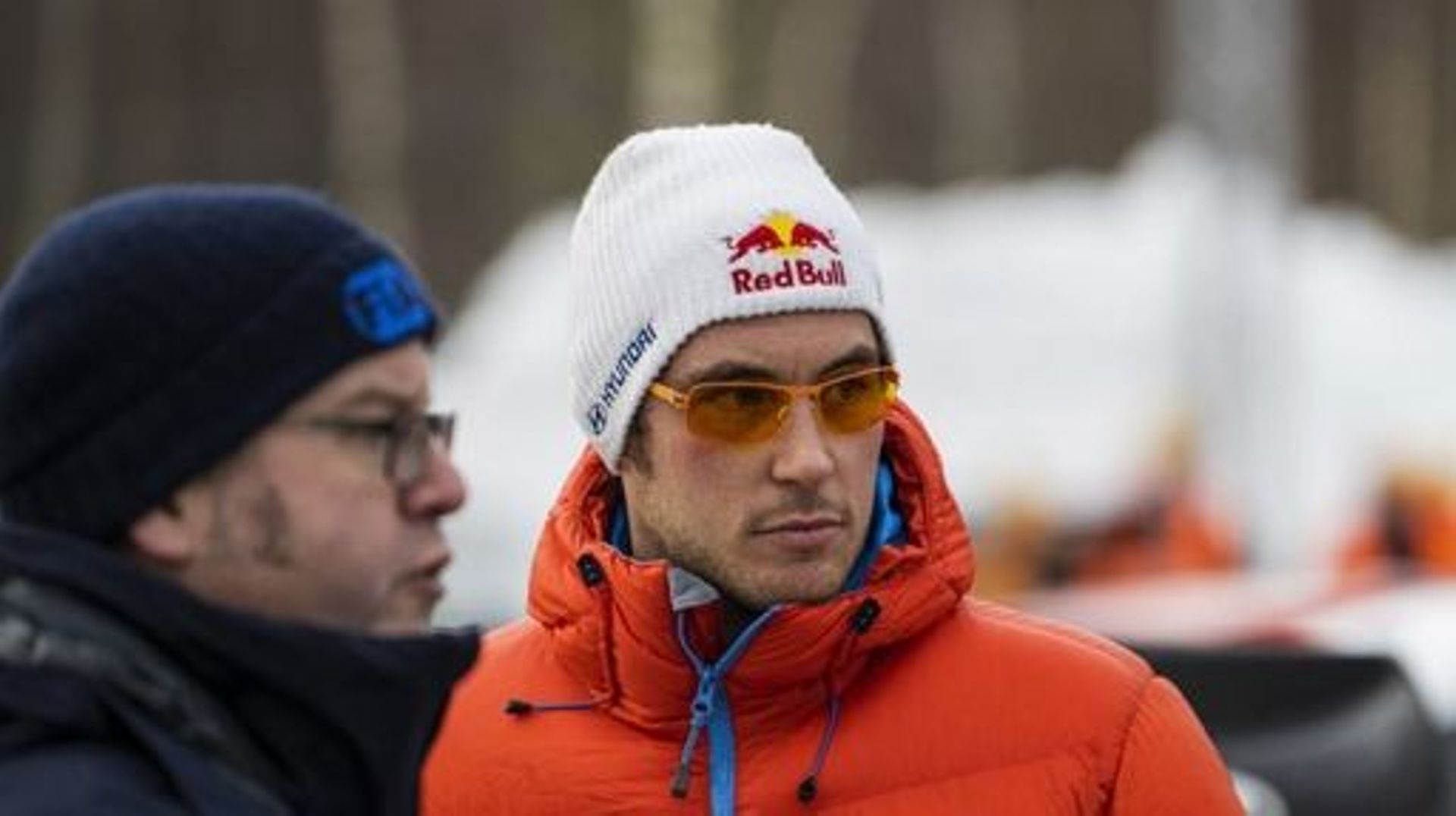 Thierry Neuville of Belgium after the so-called wolf power stage of the Rally Sweden, part of the FIA World Rally Championship, on February 12, 2023 in Umea, Sweden. Jonathan NACKSTRAND / AFP