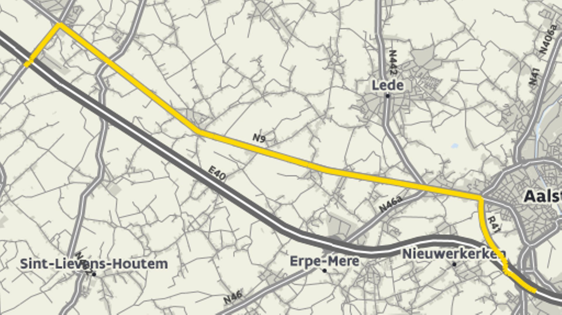 Déviation possible via la N9 vers Bruxelles.