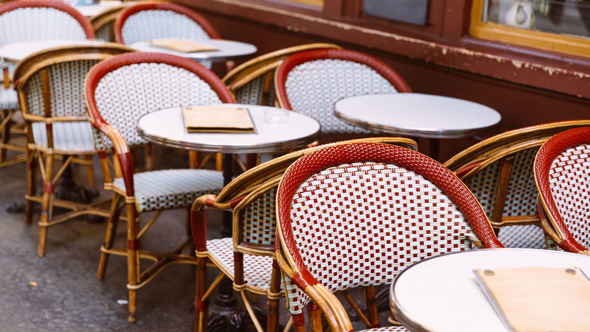 Chairs and table in a traditional Parisian sidewalk cafe