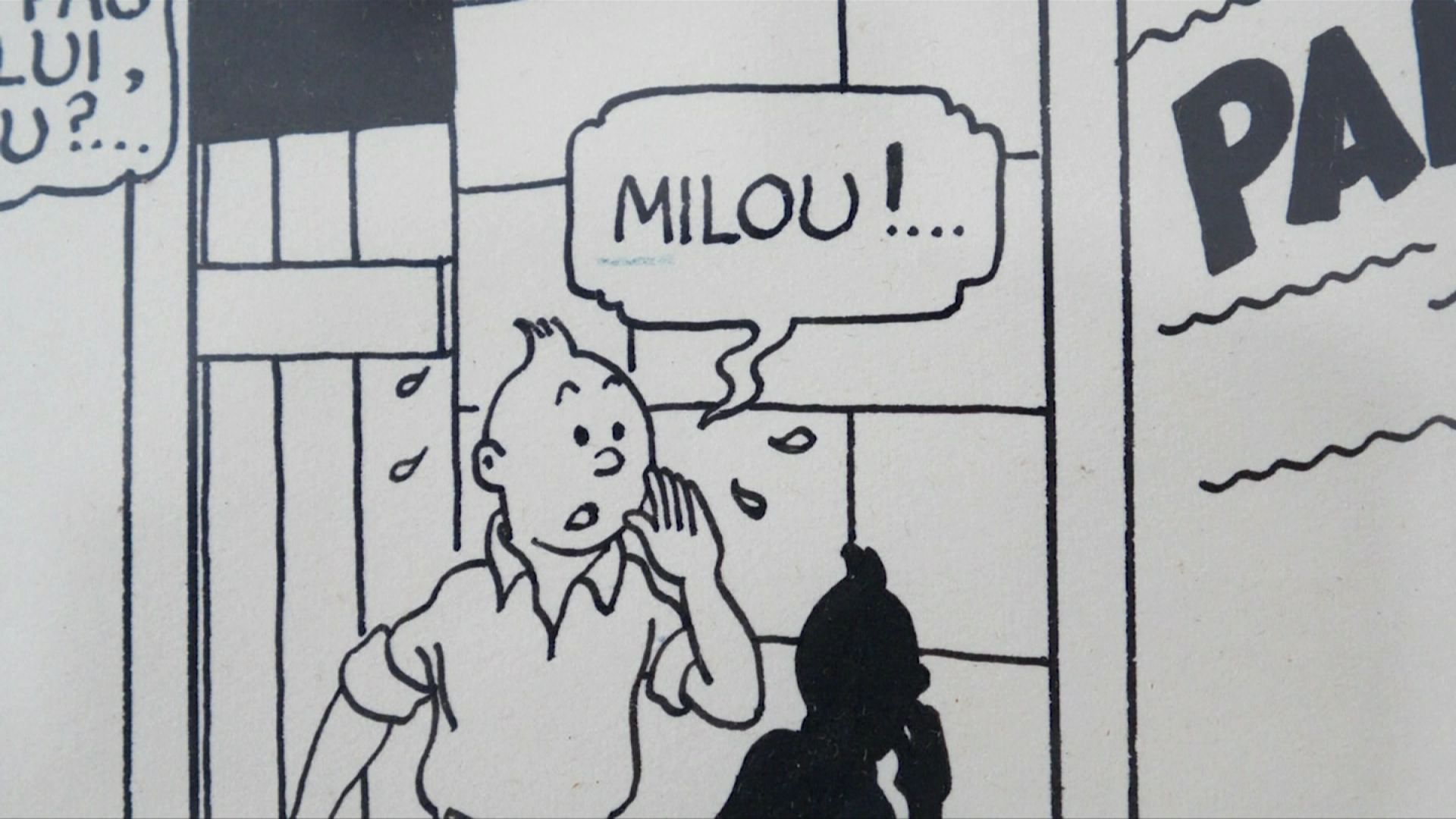 Détail de la planche de "Tintin et l'Etoile mystérieuse" qui va être vendue aux enchères