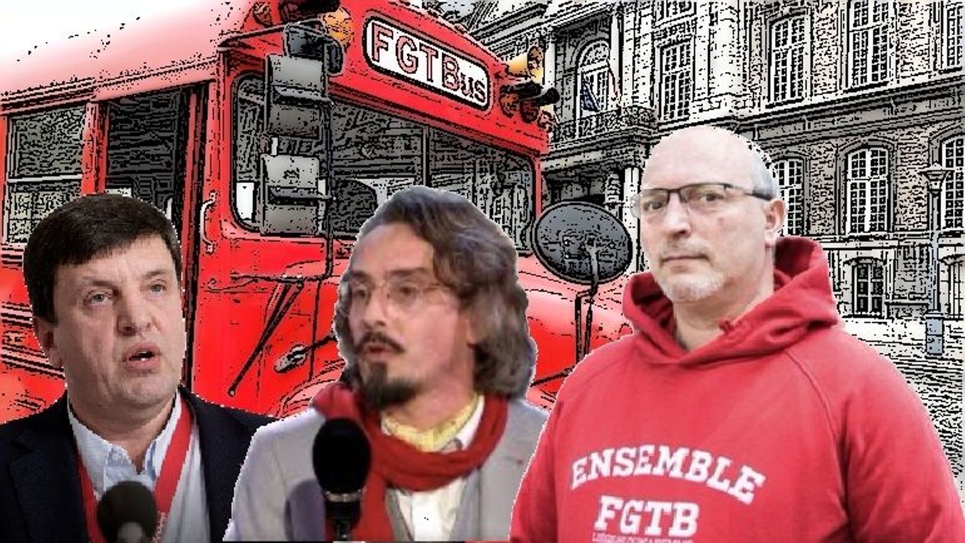 Eddy Quaino, Julien Dohet, et Jean-François Ramquet, les trois syndicalistes acquittés