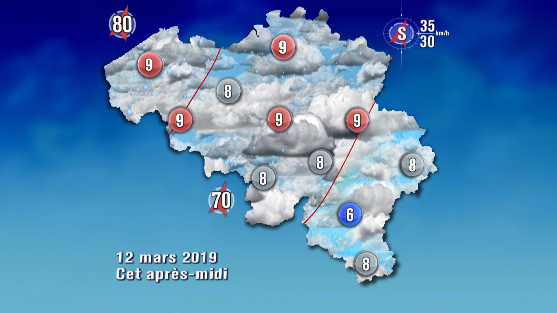Une zone de pluie traverse le pays en toute fin de journée