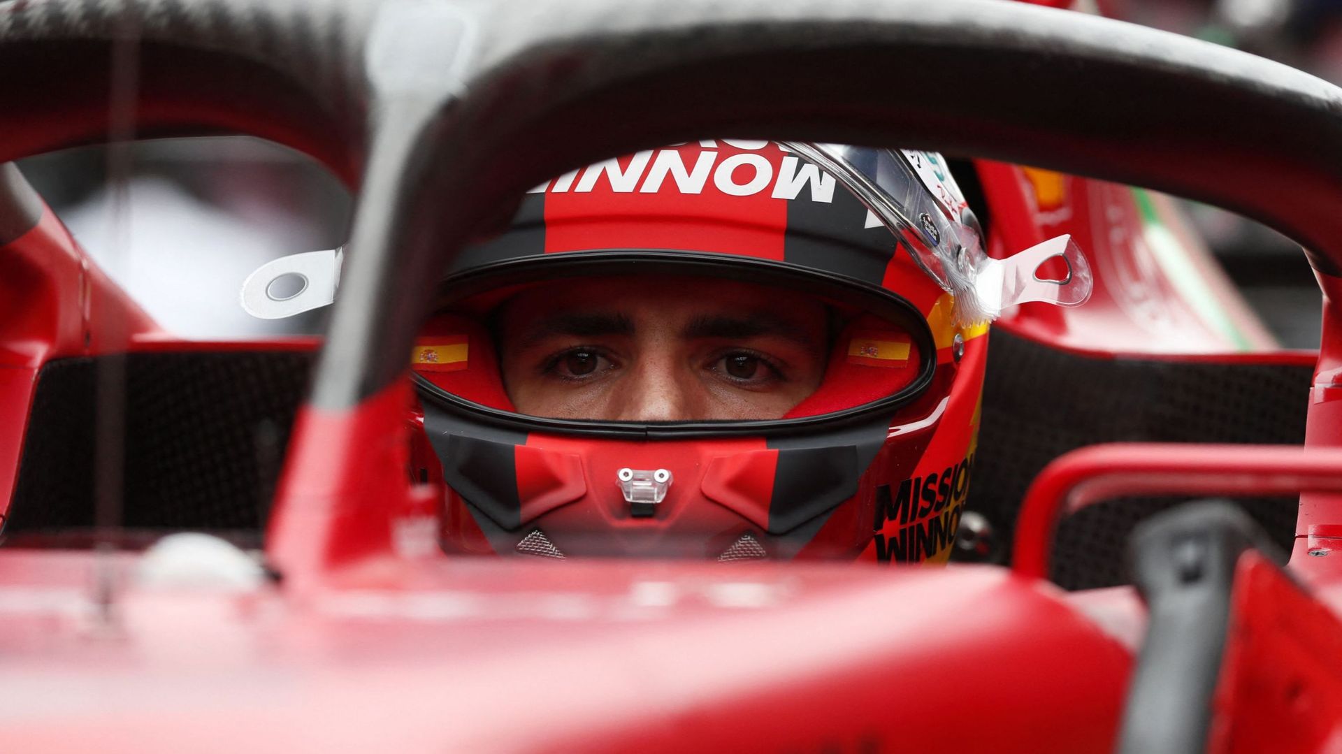 Sainz dans sa Ferrari au GP de Russie à Sochi.