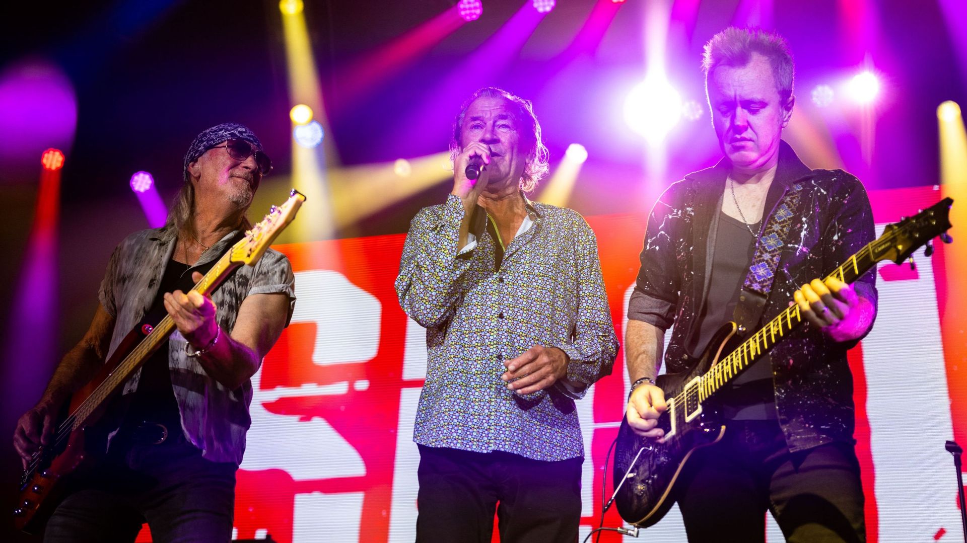 Roger Glover, Ian Gillan, Simon McBride of Deep Purple perform at Freiluftarena B on July 13, 2023 in Graz, Austria. (Photo by Mario Skraban/Redferns)