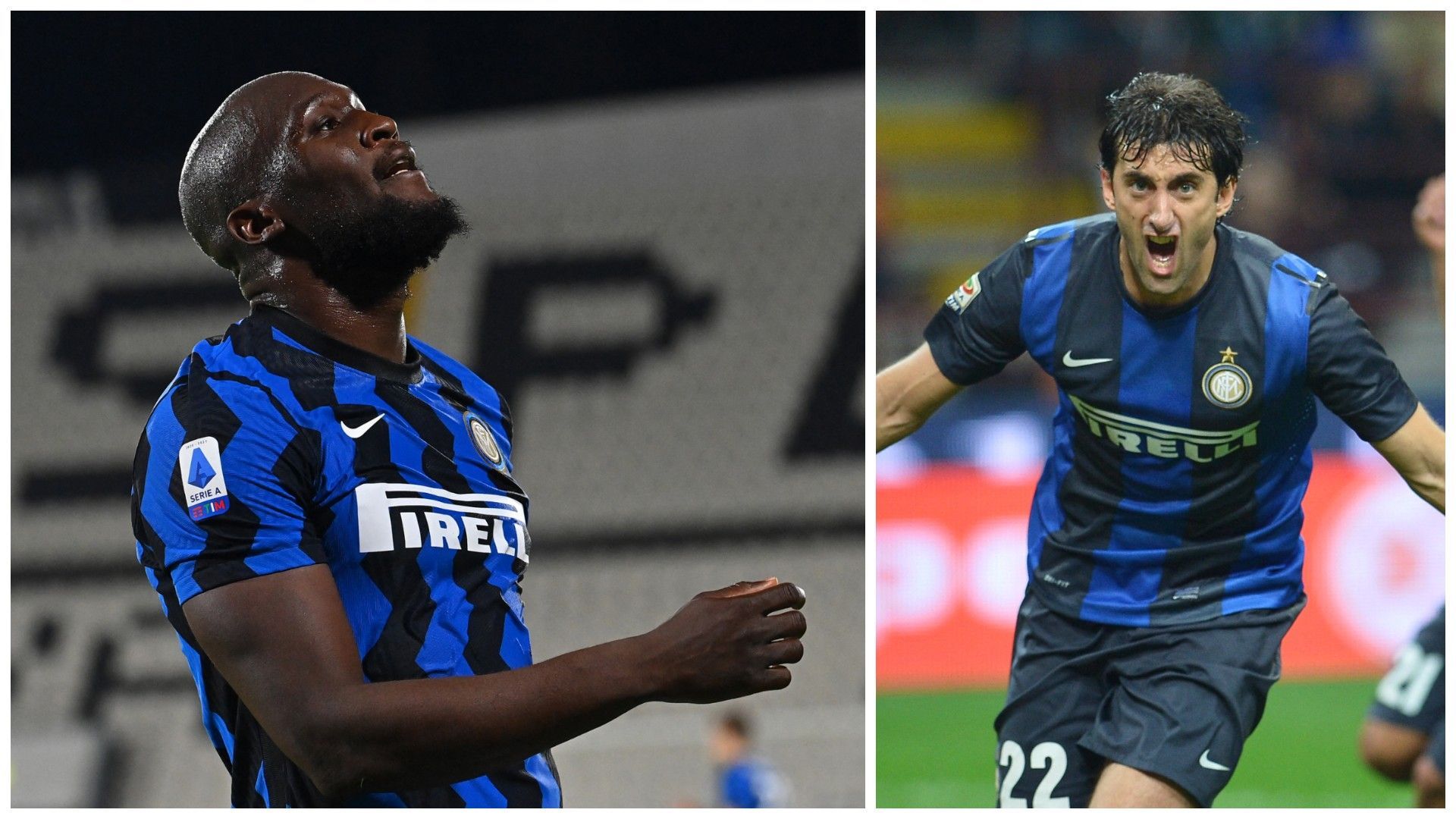 Romelu Lukaku et Diego Milito sous le maillot de l'Inter