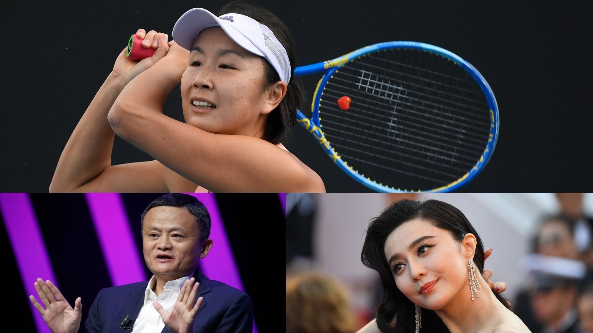 La joueuse de tennis Peng Shuai, l'homme d'affaire Jack Ma, et l'actrice Fan BingBing