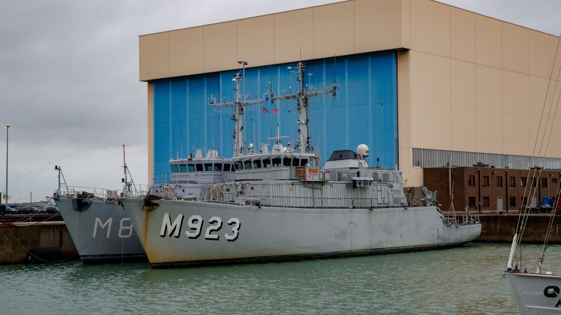Le M923 Narcis lors d'une visite à la base navale de Zeebrugge pour rencontrer la composante de la Marine belge, lundi 27 janvier 2020.