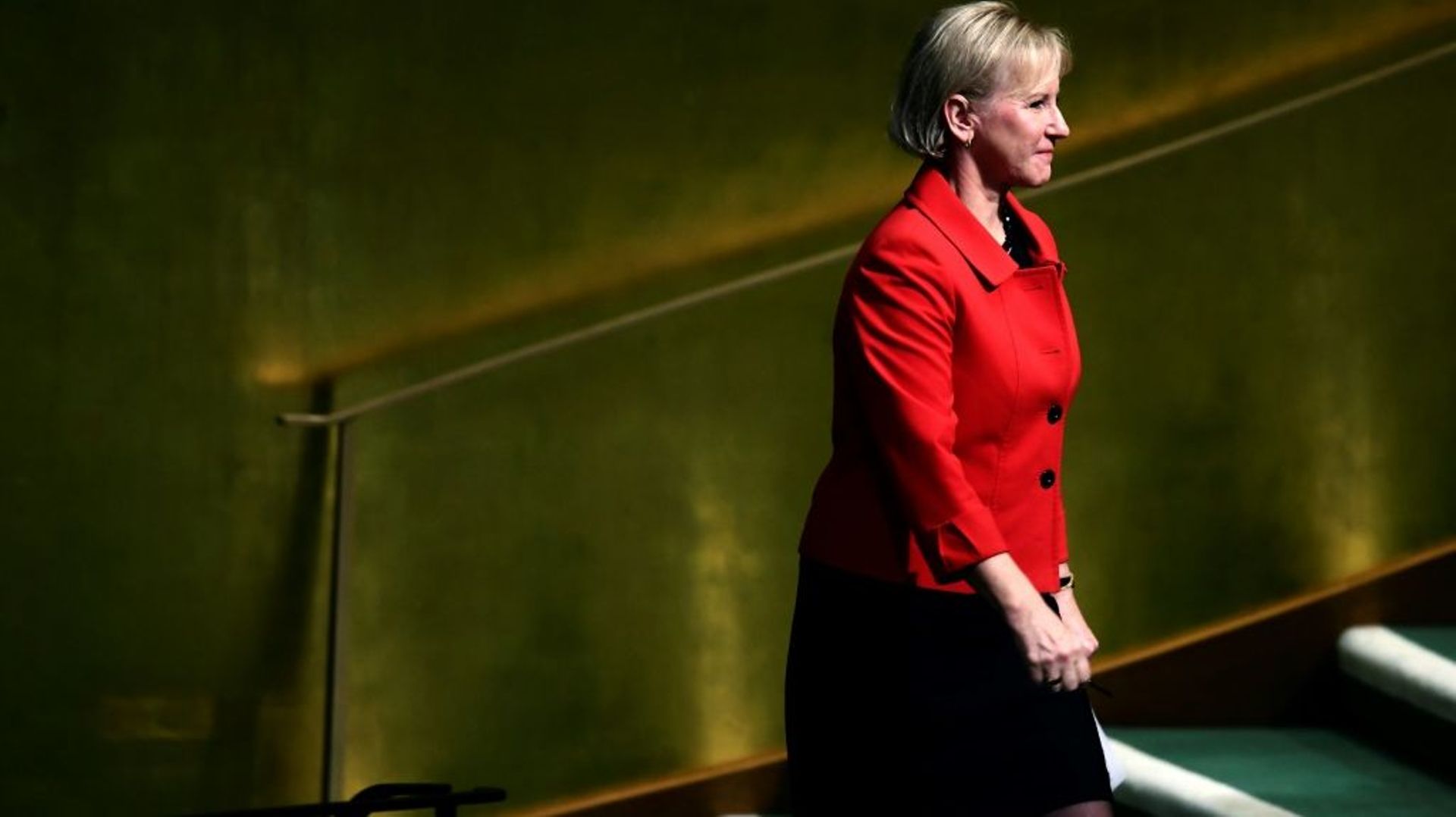 La ministre des Affaires étrangères Margot Wallström au siège de l'ONU, le 22 septembre 2017