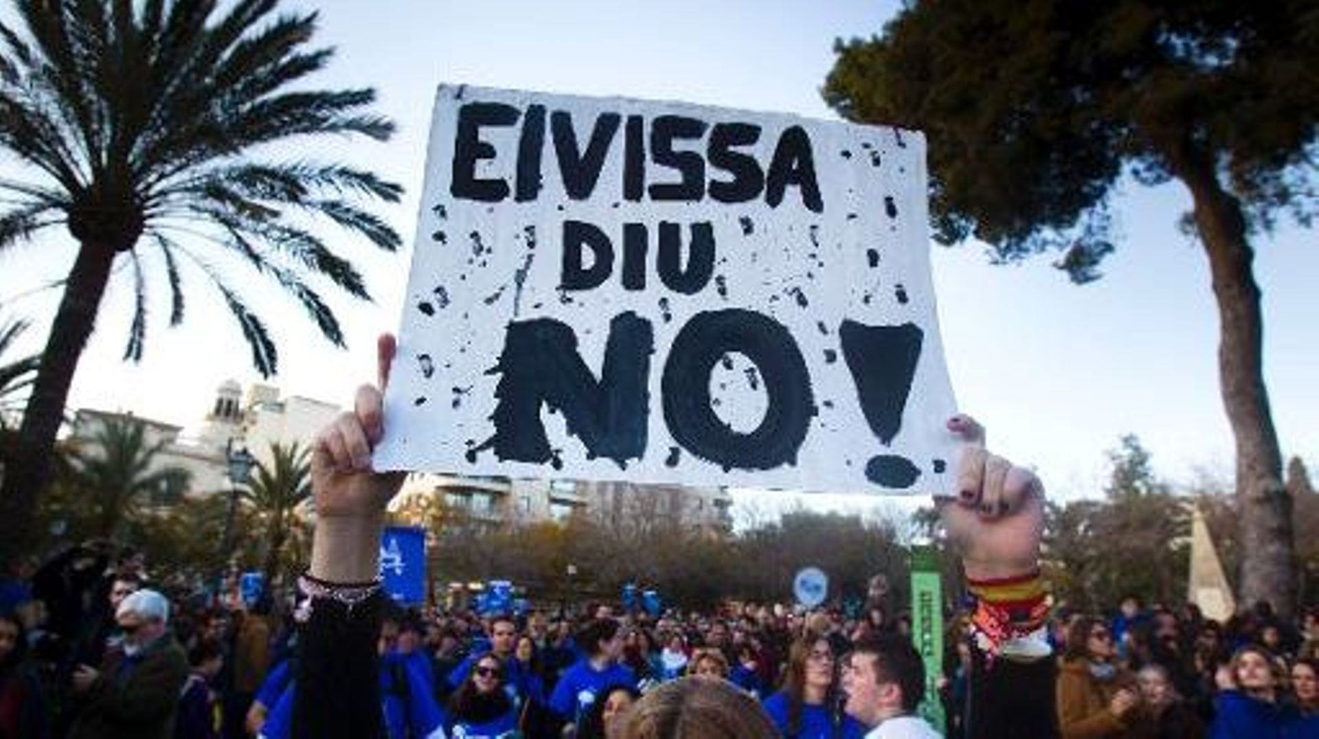 Des manifestants contre les projets d'exploitation pétrolière, à Palma de Majorque le 22 février 2014