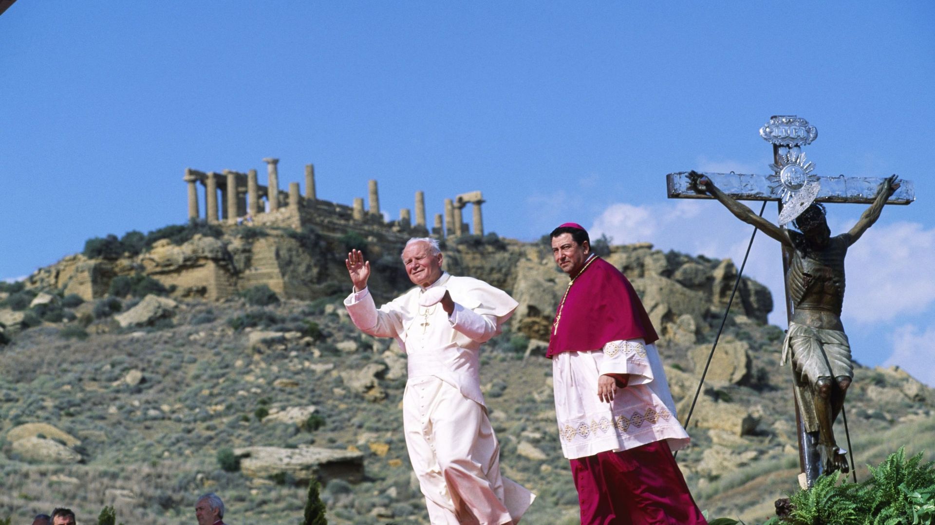 Jean-Paul II, dans la vallée des Temples près d’Agrigente, en mai 1993…