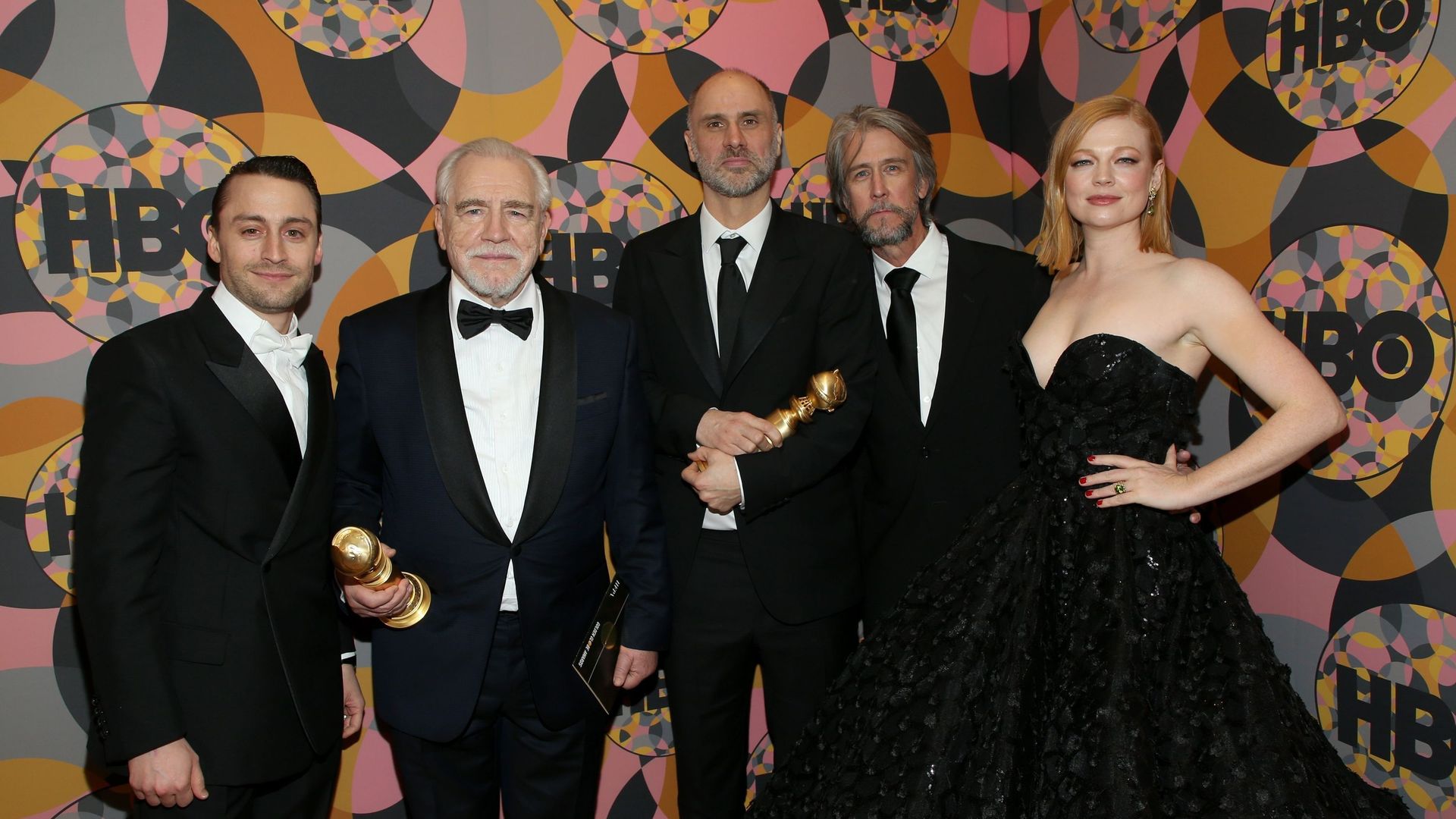 Kieran Culkin, Brian Cox, Jesse Armstrong, Alan Ruck et Sarah Snook assistent à la soirée officielle des Golden Globe Awards 2020 de HBO à Los Angeles.
