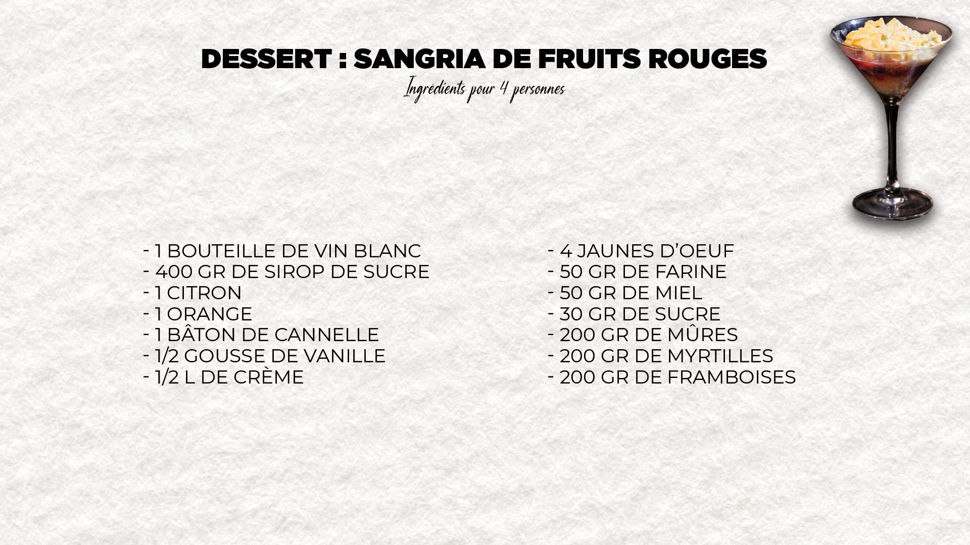 Un peu de fraîcheur pour votre dessert ? Tentez la sangria de fruits rouges de Marc et Henri