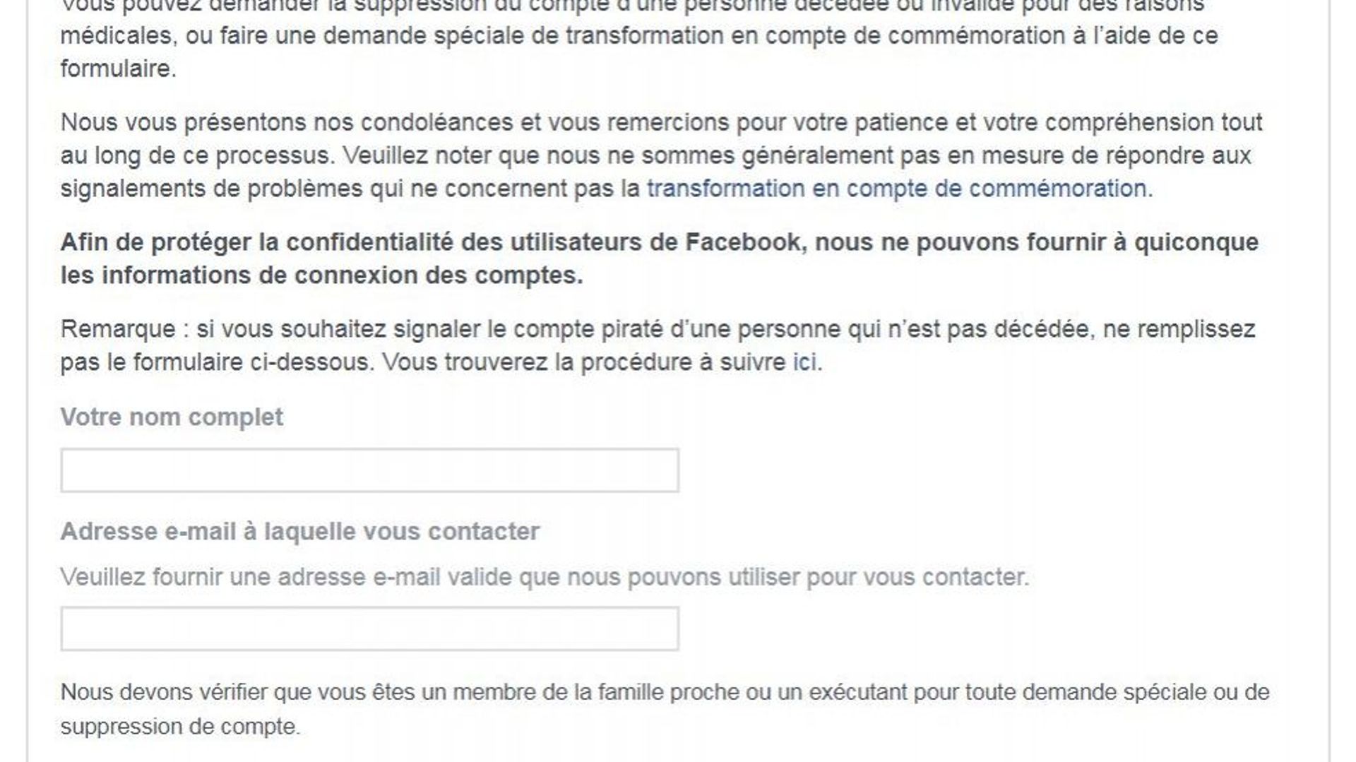 Facebook : profil modifié : " décédé "