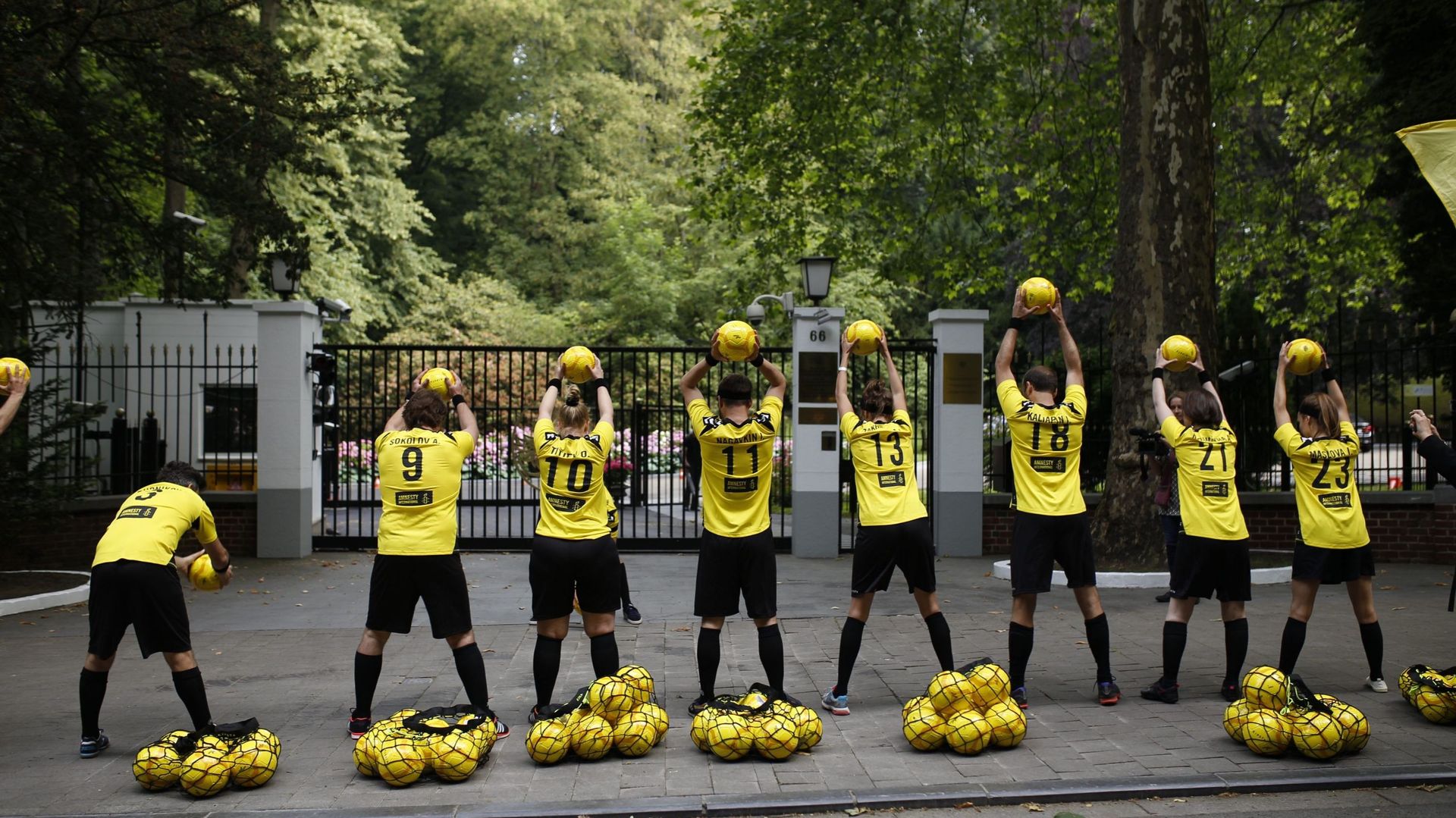 Action d'Amnesty International lors de la Coupe du Monde de football en Russie