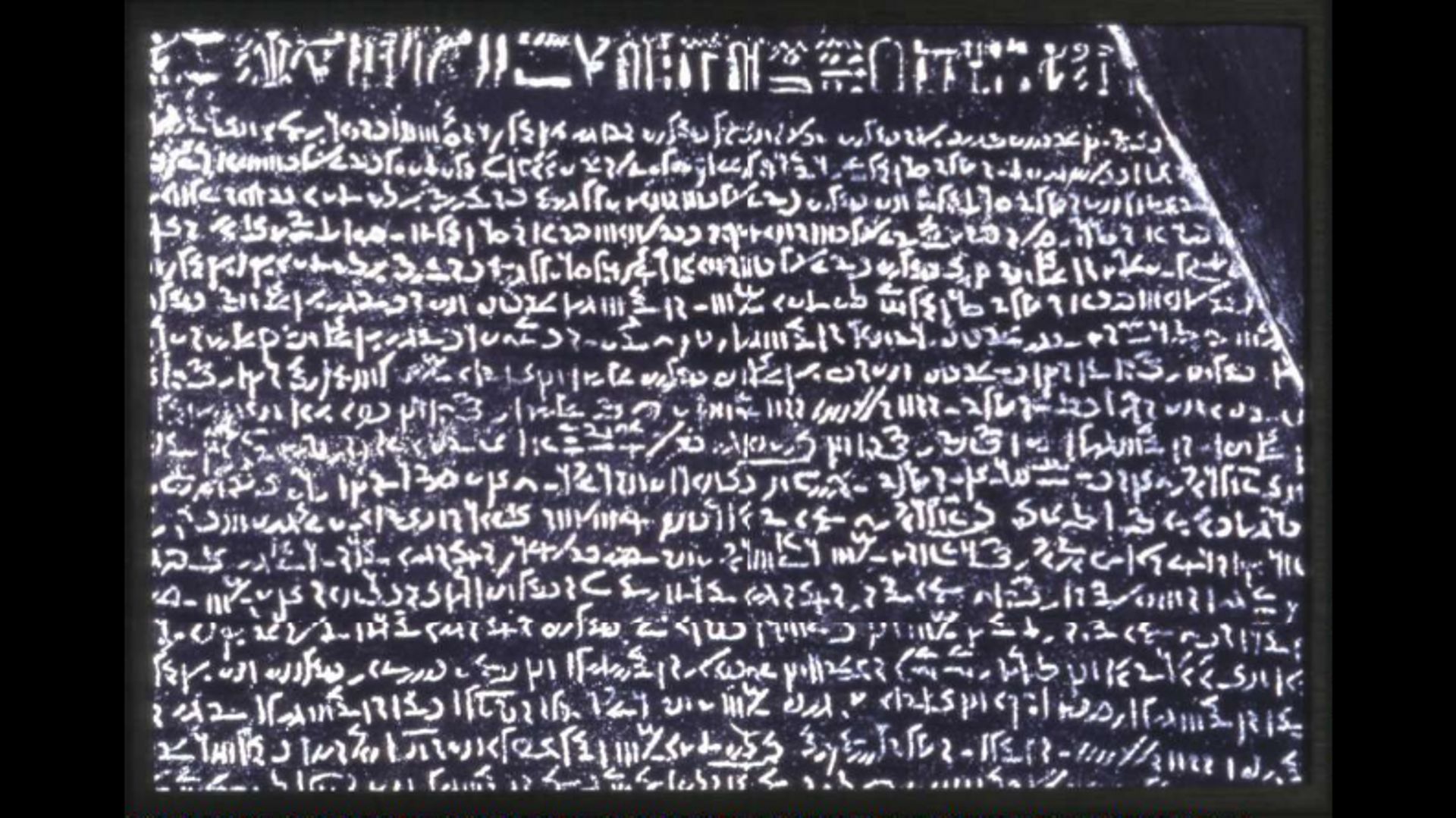 Le texte de la pierre de Rosette rédigé en démotique
