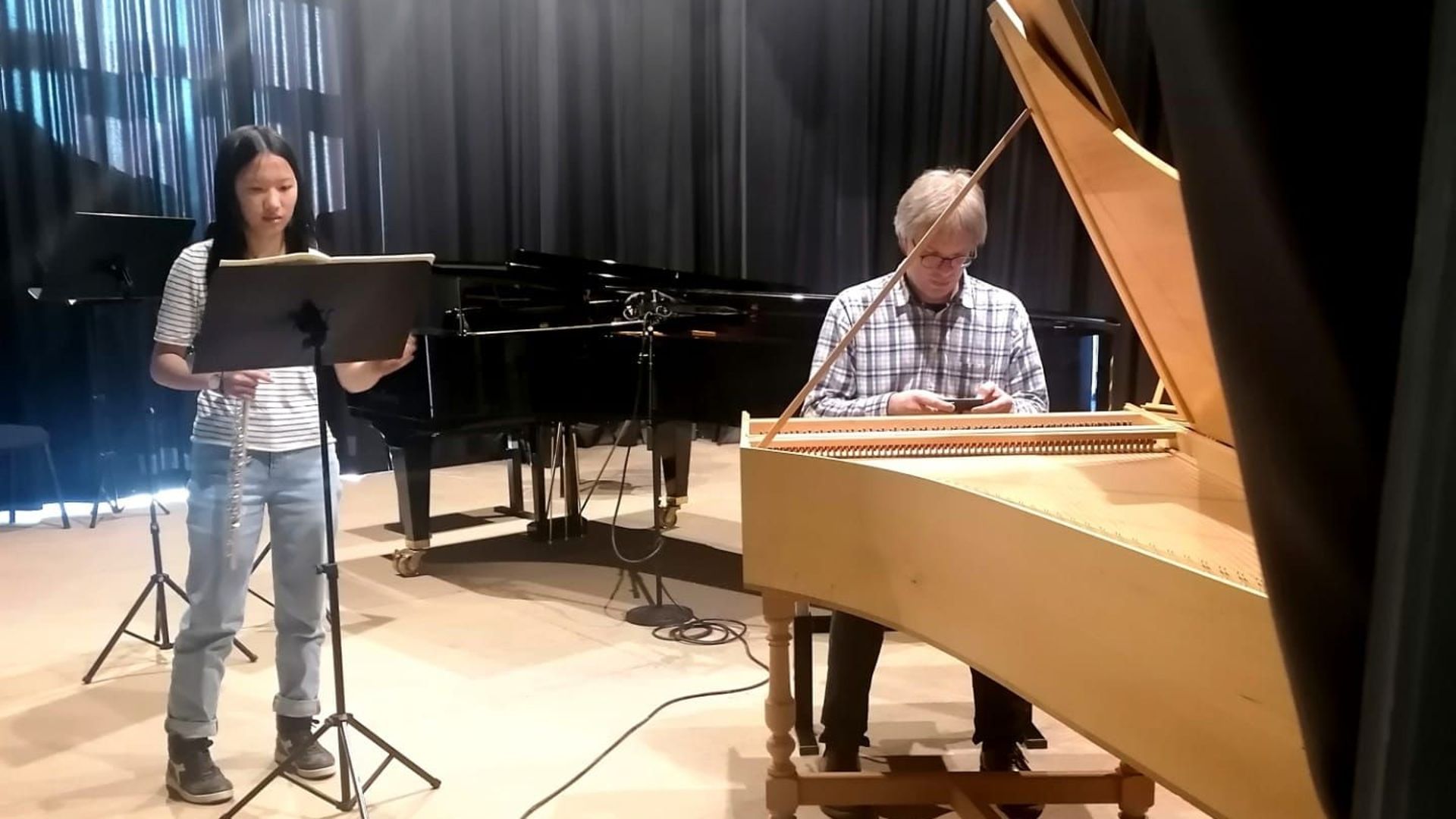 Zoé Compère à la flûte et Edouard Vanmarsenille au clavecin