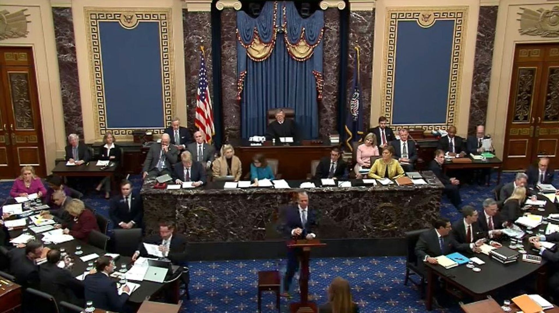 Capture d'écran de l'hémicycle du Sénat, le 24 janvier 2020 à Washington