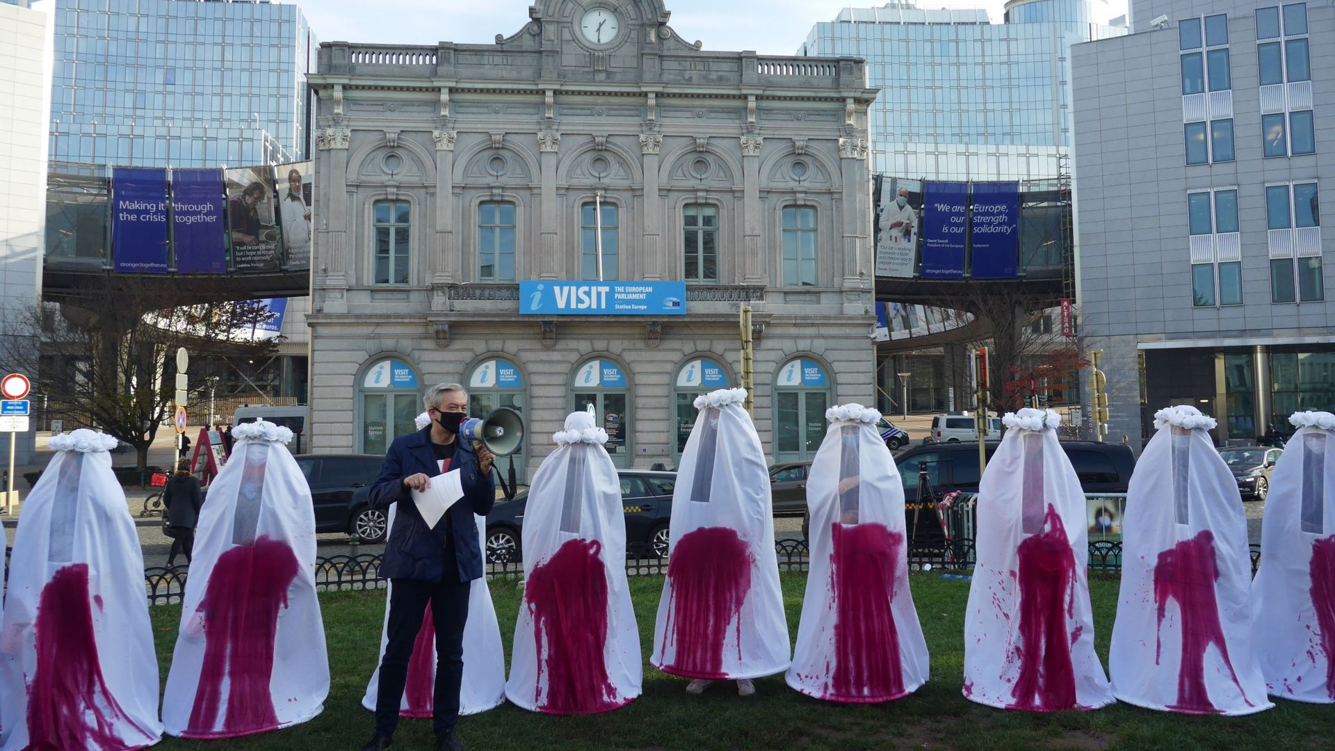 Manifestation en solidarité avec les femmes polonaises à Bruxelles, en novembre 2020.