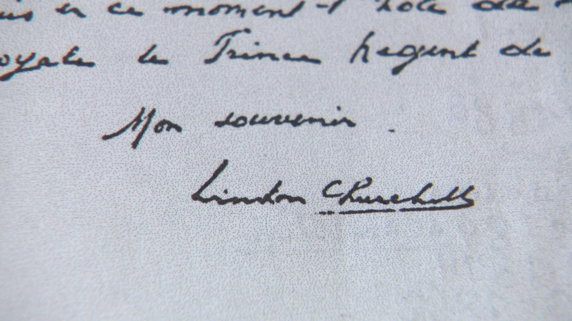 La lettre manuscrite de Winston Churchill adressée à la famille Pétillon, en 1948.