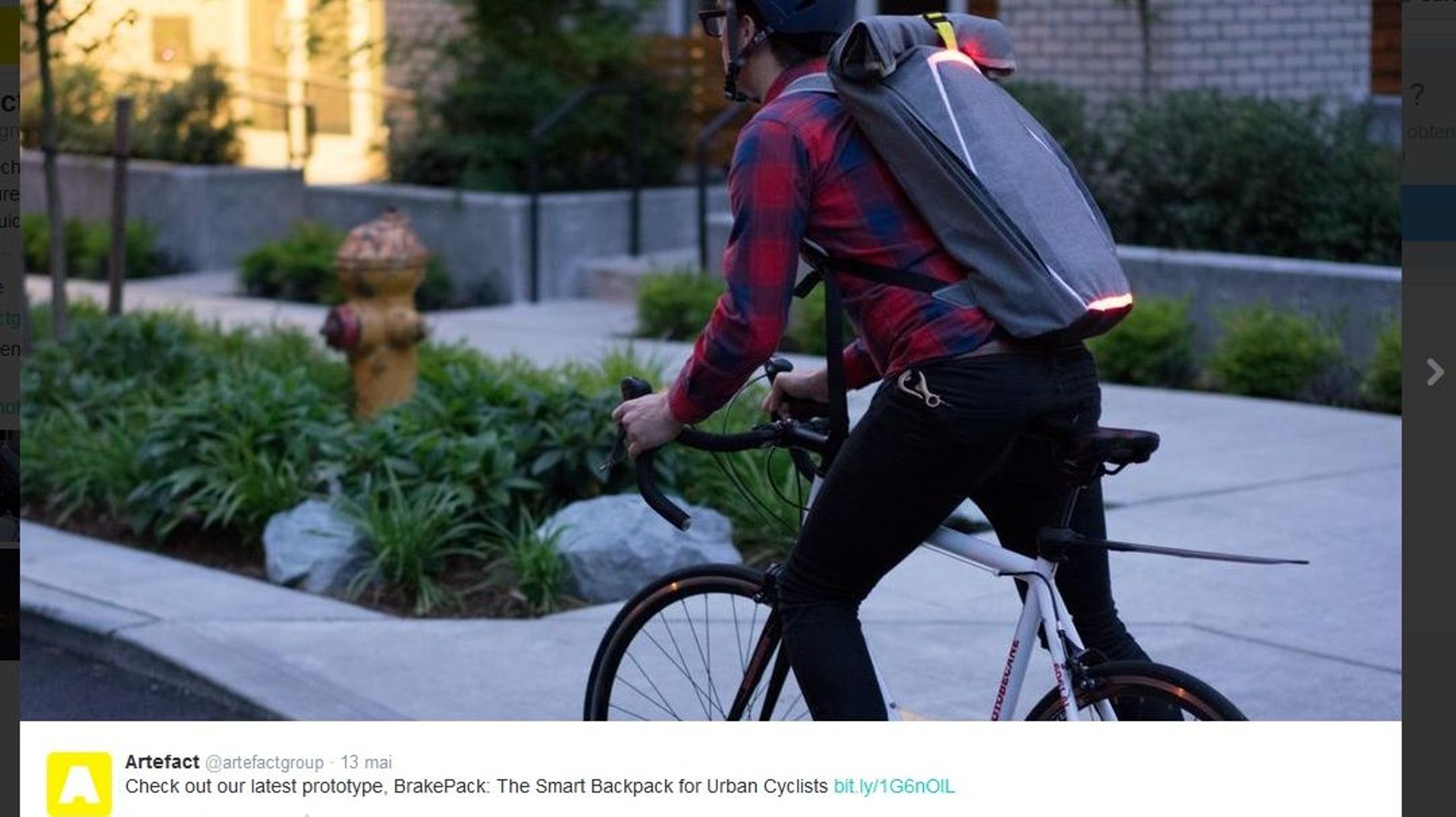 Un sac à dos connecté pour rouler à vélo en toute sécurité 
