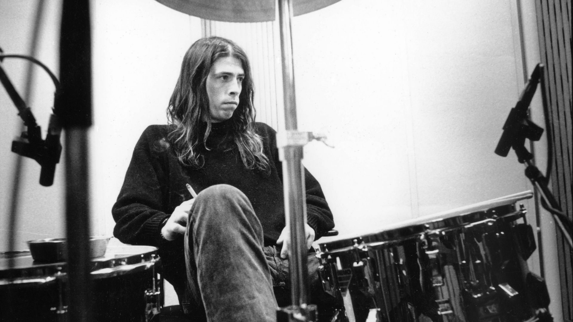 Dave Grohl, batteur de Nirvana, en 1991