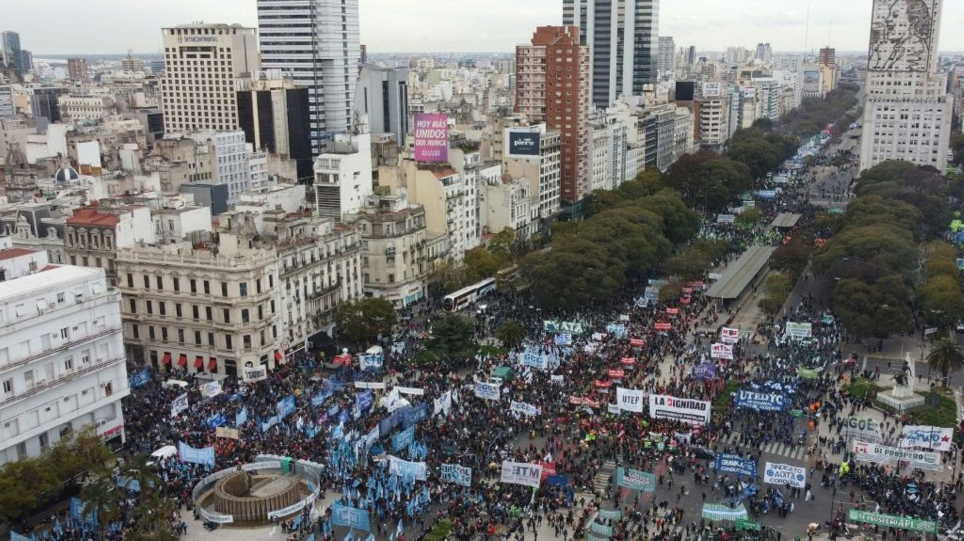 Vue aérienne des manifestations ayant paralysé Buenos Aires, le 17 août 2022