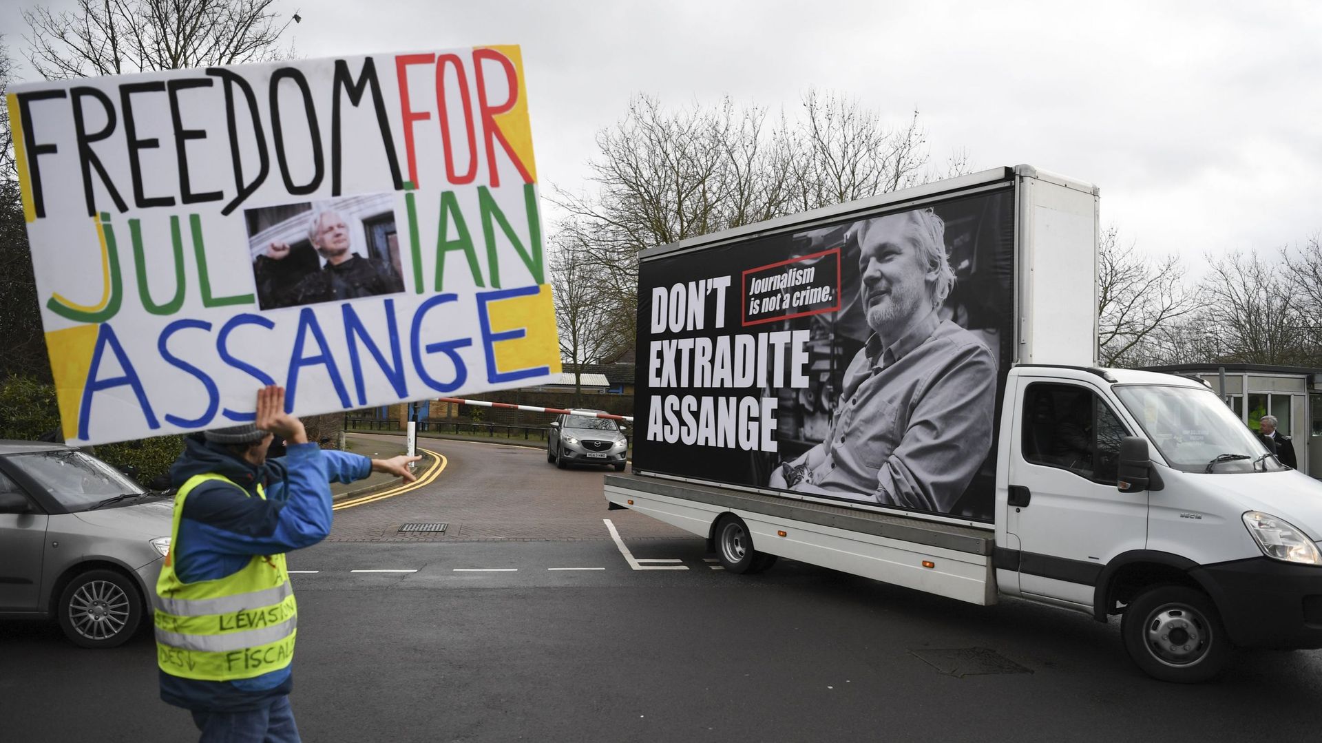 Manifestation de sympathisants à Julian Assange, à Londres ce 24 février 2020