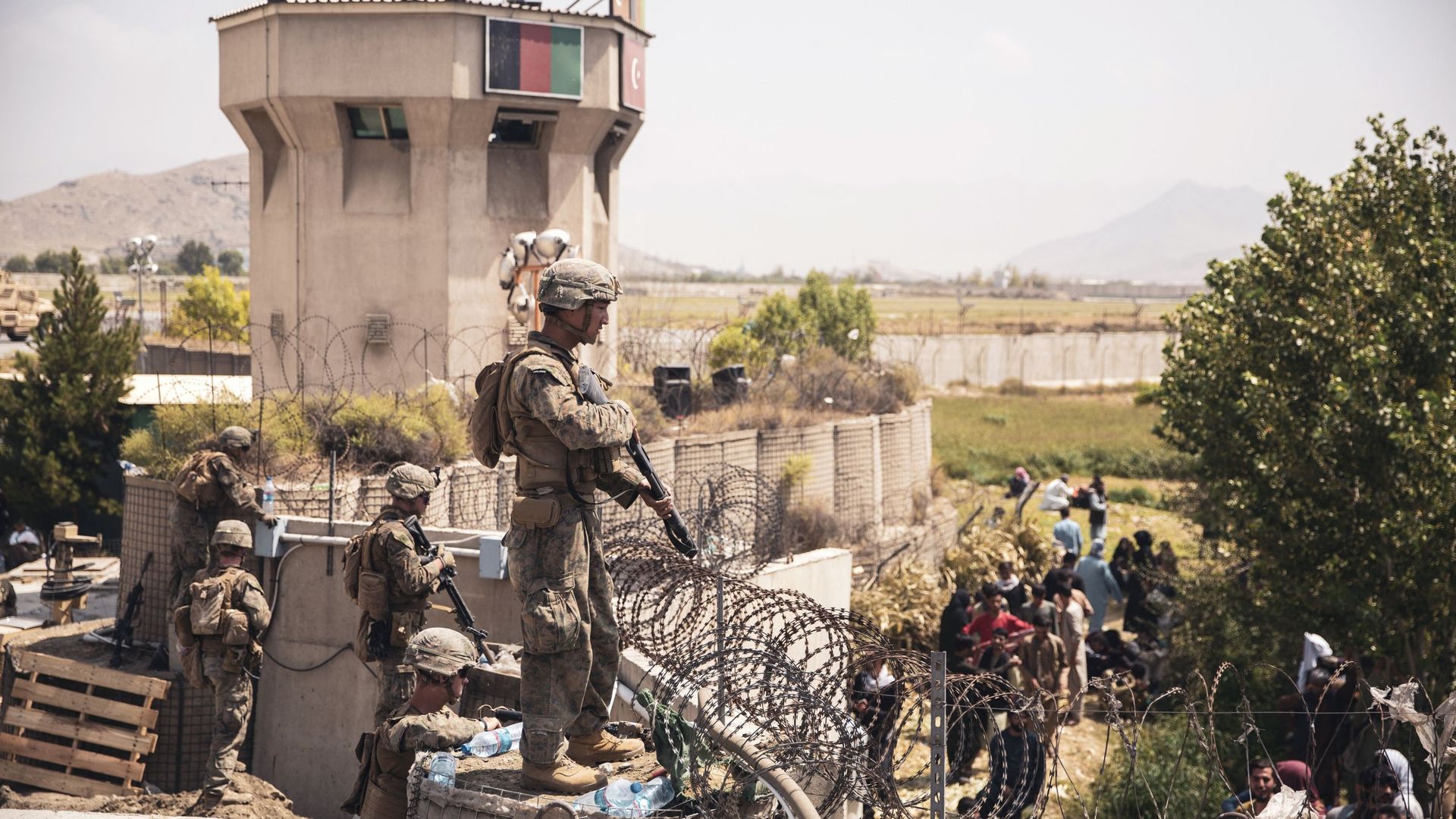 Les militaires américains en mission de sécurisation de l’aéroport de Kaboul, le 20 août.