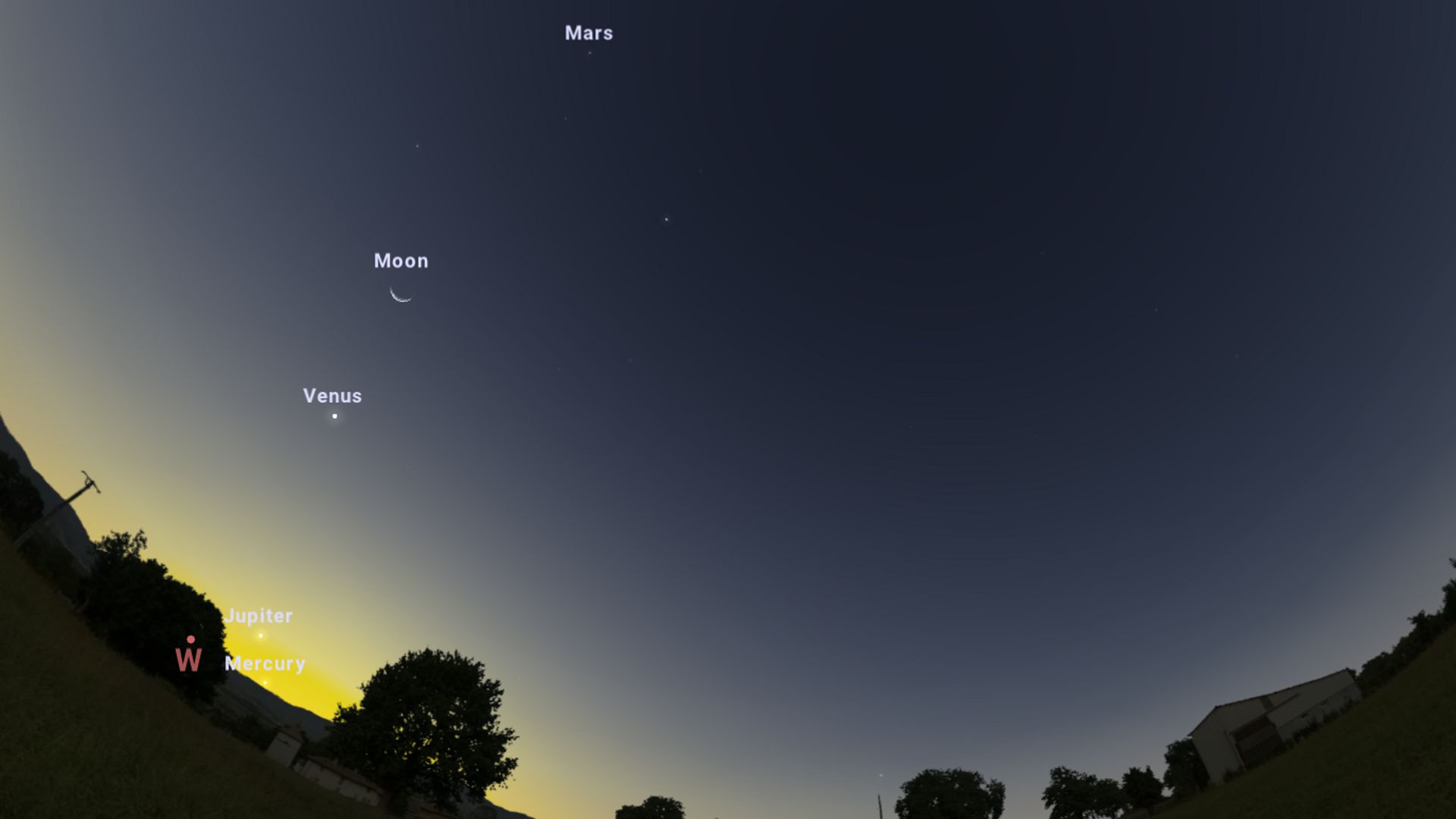 L’alignement planétaire au soir du 25 mars.