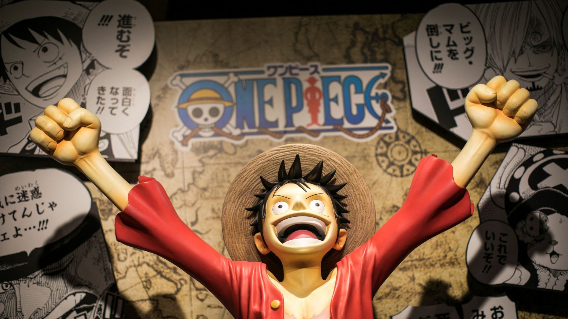 Le personnage Monkey D. Luffy exposé dans un magasin lors d’une conférence de presse à Tokyo le 19 novembre 2019.