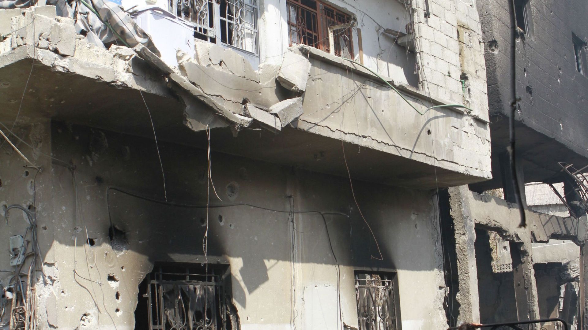 Destructions dans le quartier du Qaboun, au nord de Damas