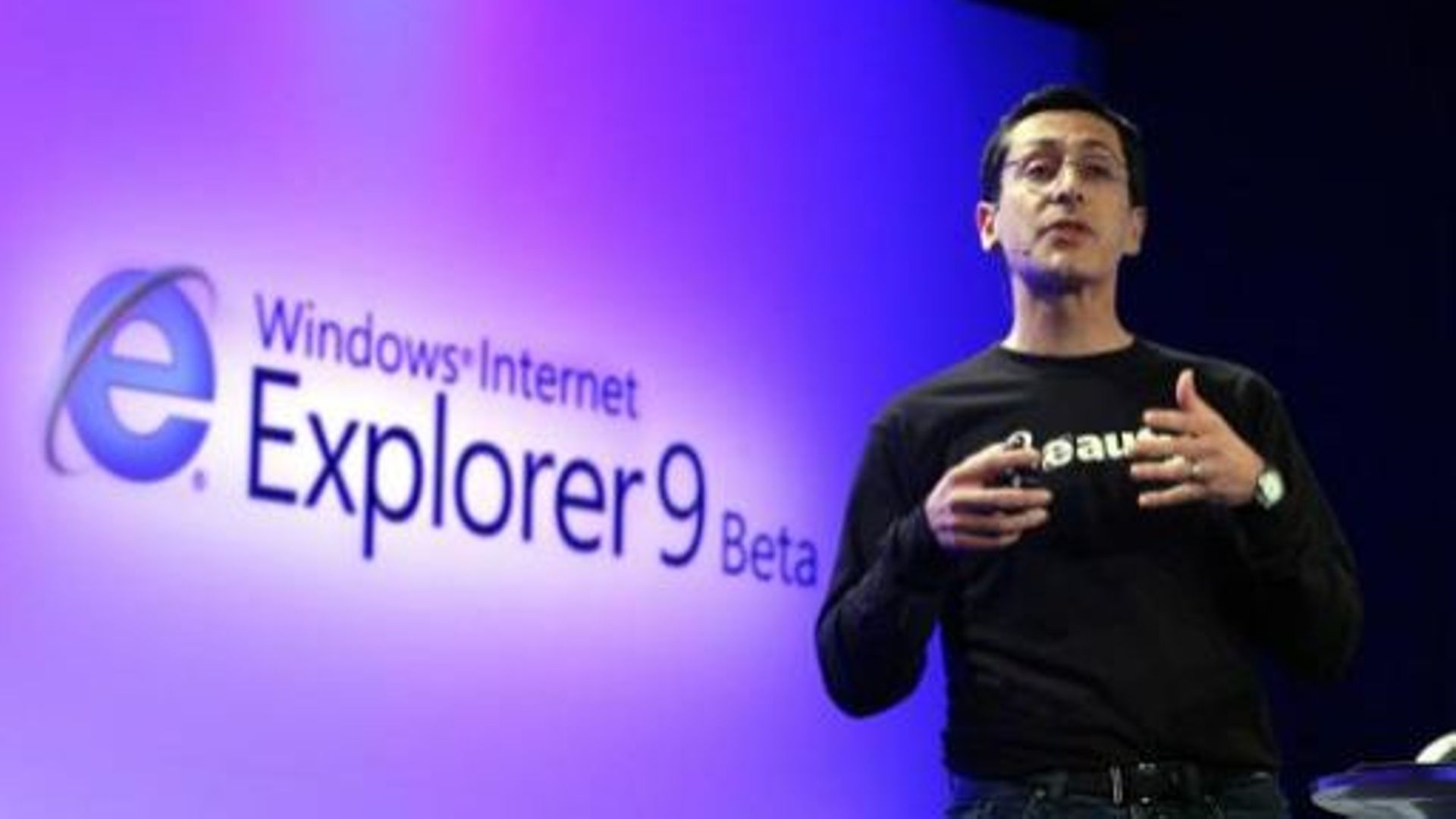 Dean Hachamovitch, vice président d'Internet Explorer, lors de la présentation d'Internet Explorer Beta à San Fransisco en 2010.