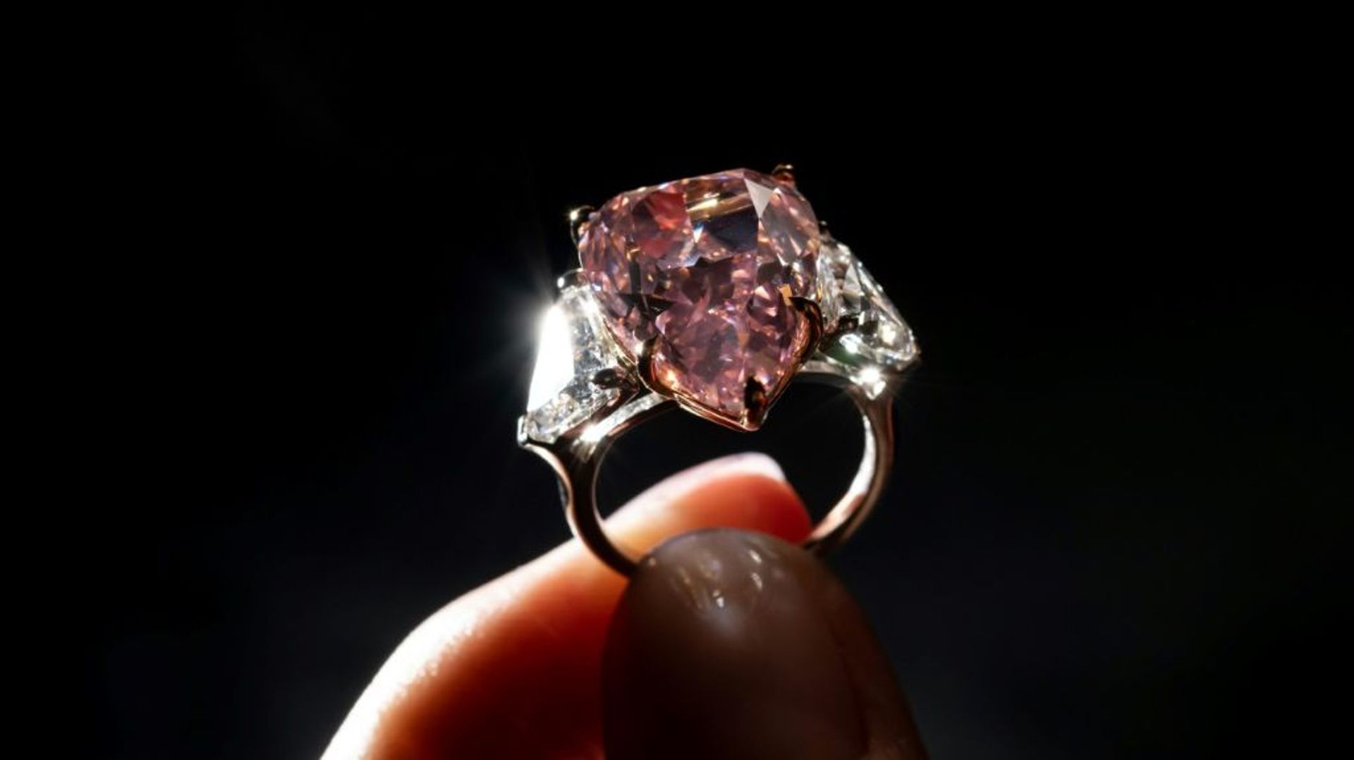 The gem is the largest pear-shaped pink diamond of its quality ever sold at auction