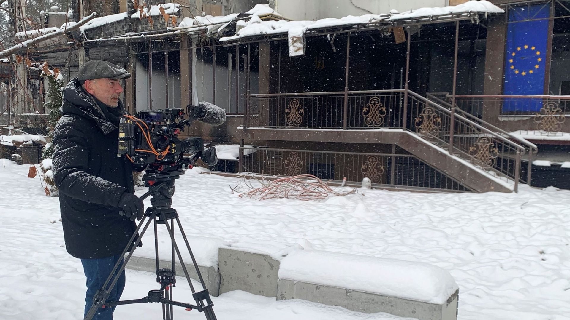 Alain de Halleux en tournage en Ukraine