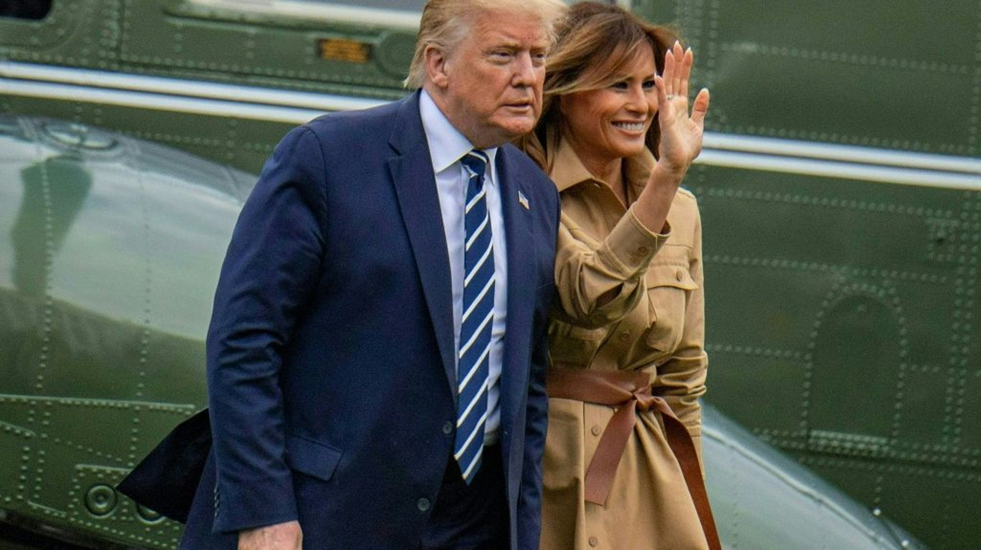 Donald et Melania Trump à leur retour à la Maison Blanche le 16 août 2020
