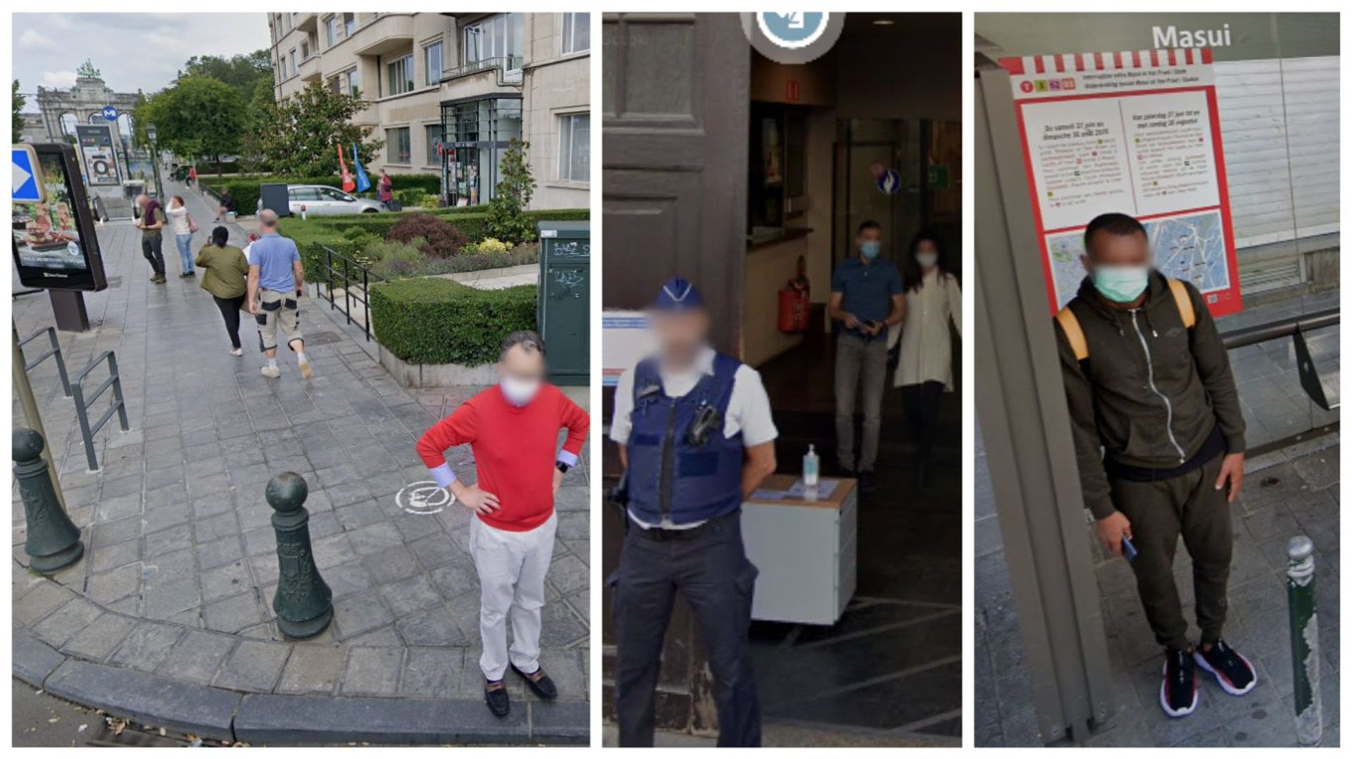 Masques en rue, aux arrêts de tram, dans les bâtiments publics: Google Street View fige Bruxelles en mode coronavirus.