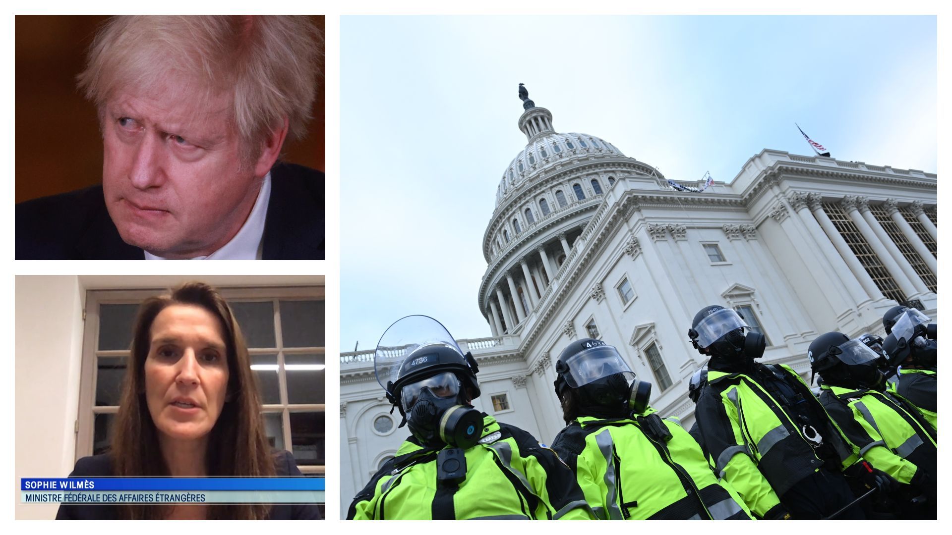 Boris Johnson et Sophie Wilmès ont notamment réagi à l'insurrection au Capitole de Washington de ce 6 janvier 
