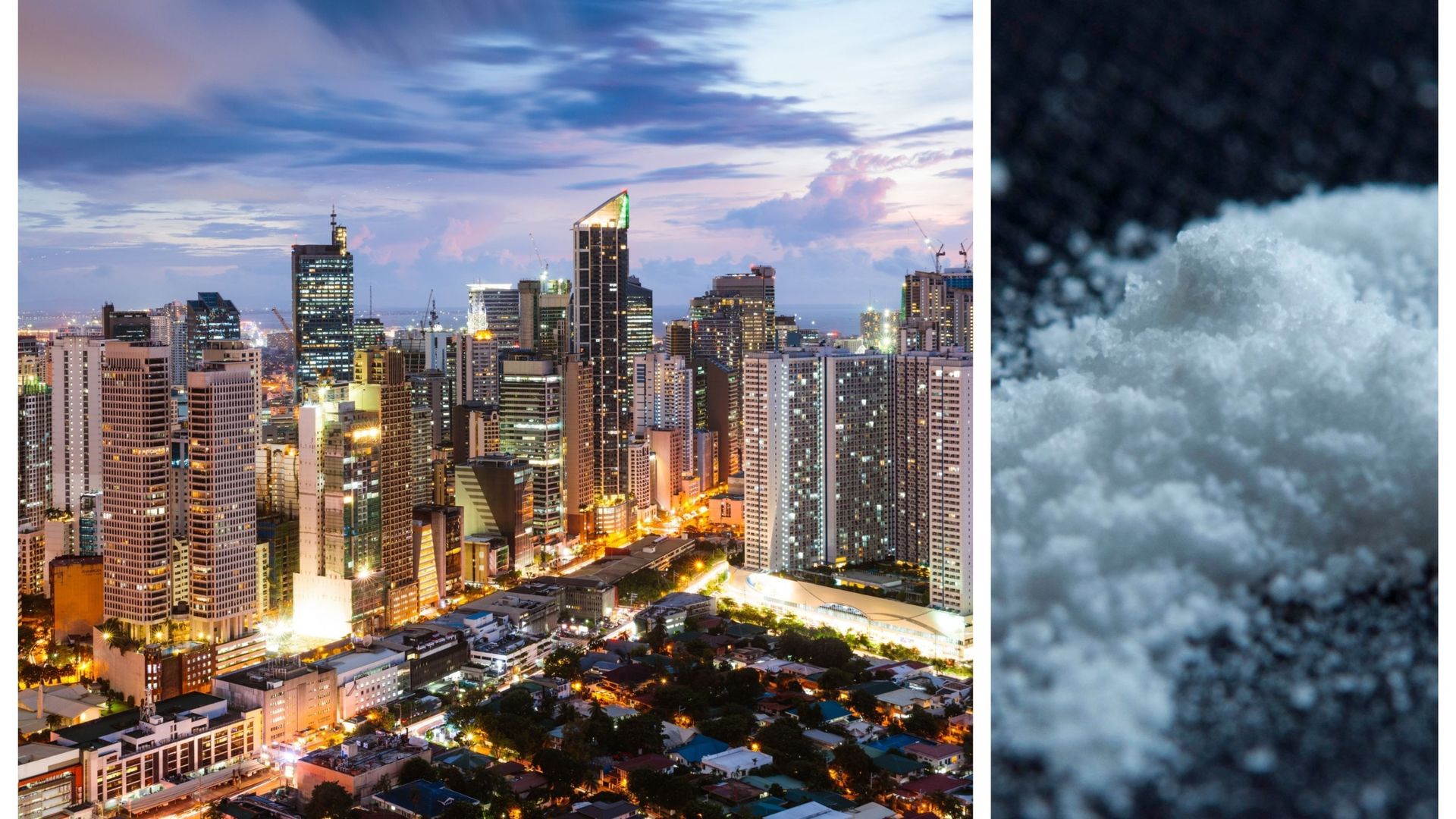 Skyline de Manille et illustration de drogue
