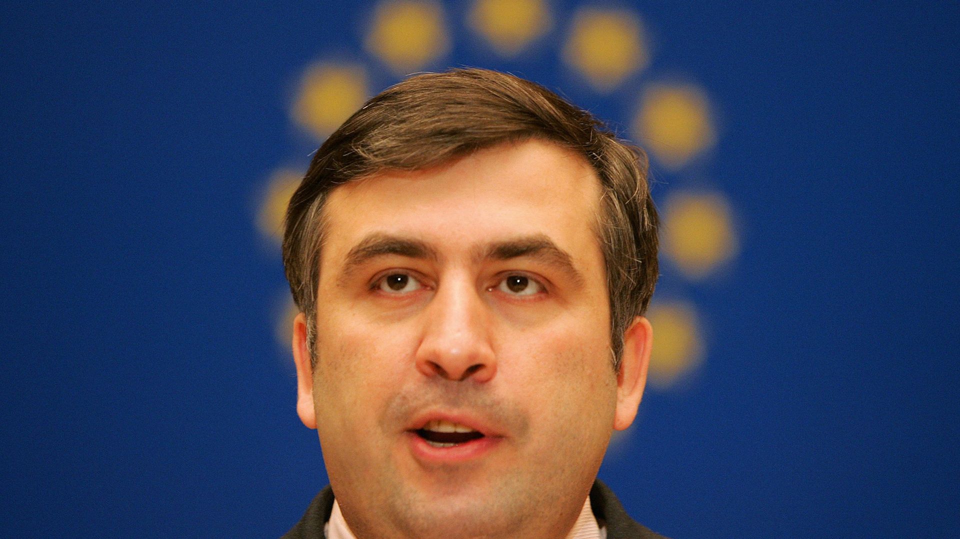 le président géorgien Mikhail Saakaschvili s’exprime devant l’assemblée parlementaire du Conseil de l’Europe, le 26 janvier 2005 à Strasbourg.

