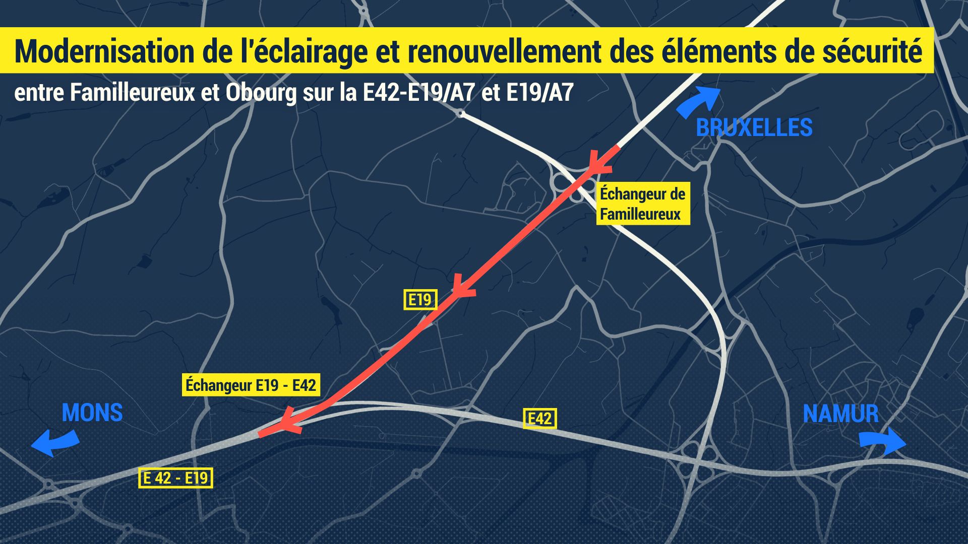 E42-E19 : un chantier débute ce mercredi entre Familleureux et Obourg