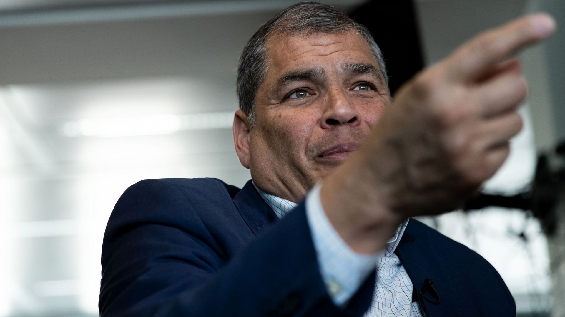 Rafael Correa, l'ancien président équatorien, à Bruxelles, le 11 avril 2019