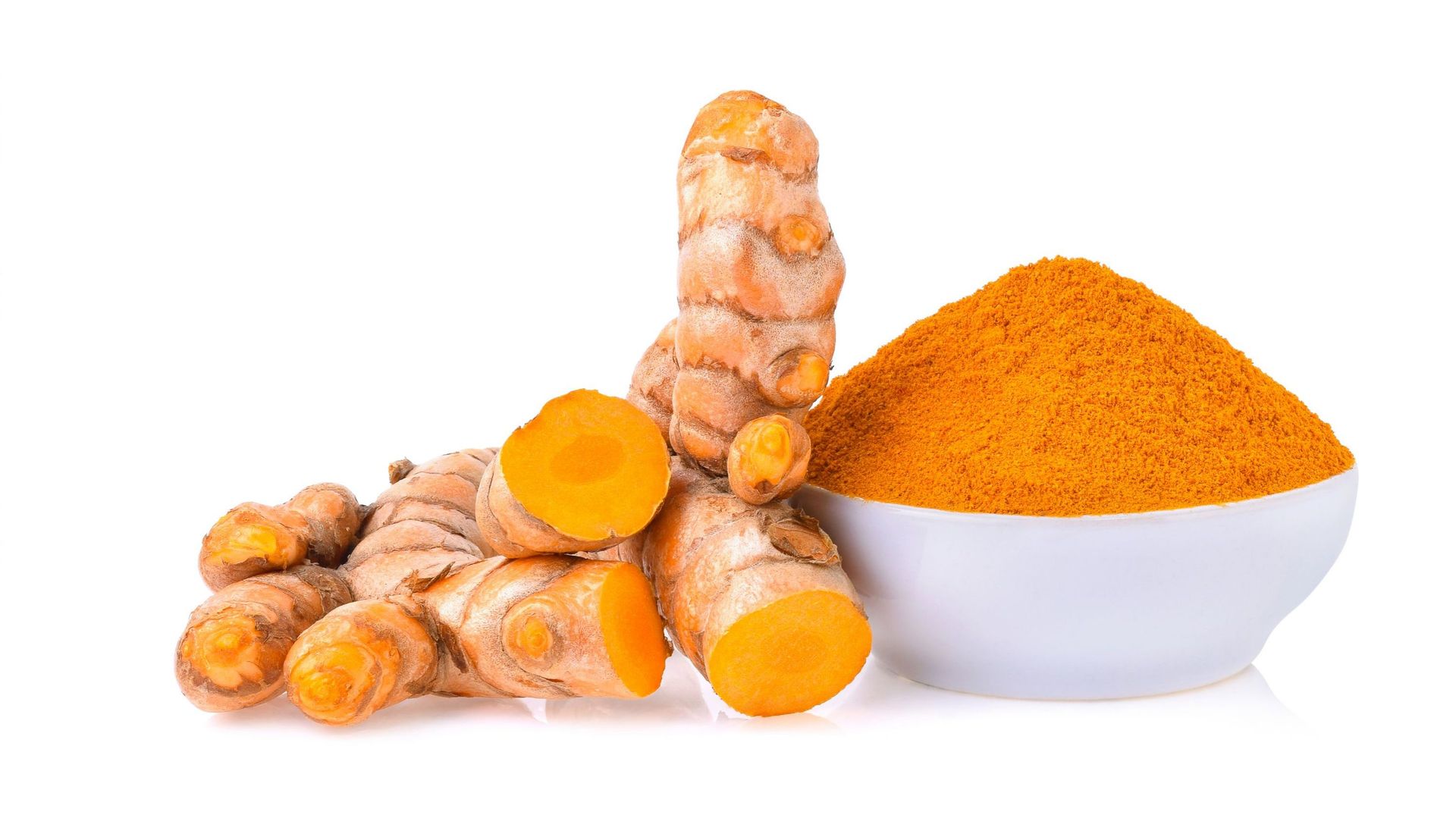 Turmeric With Gingers On White Background