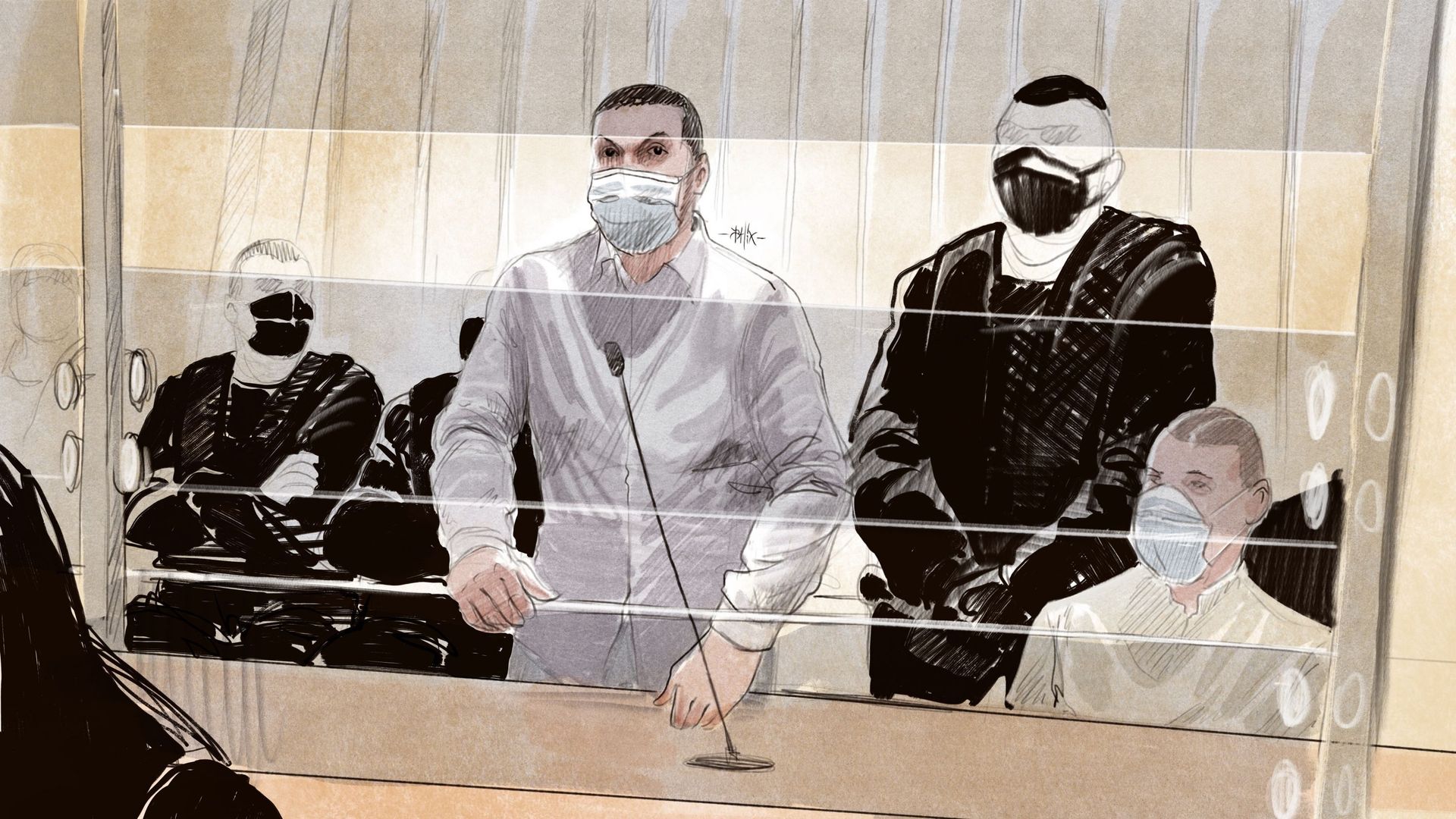 Mohamed Abrini dans le box des accusés au procès des attentats du 13 novembre à Paris